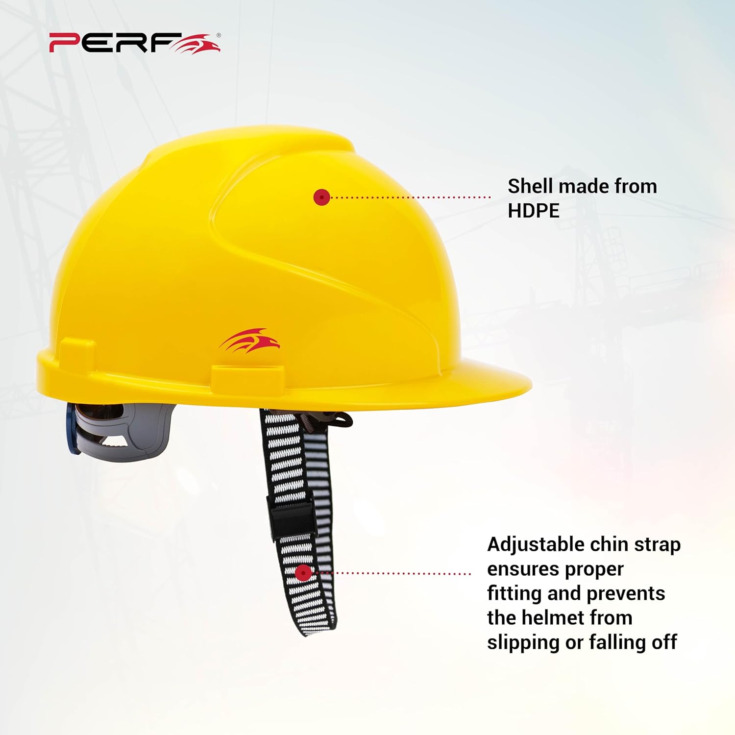 PERF Safety Helmet for Construction & Outdoor Work|Easy 3D Fitting System for Any Head Size|Lightweight|4-Point Support Easy Impact Absorption Sweatband|Maxxtra|Yellow