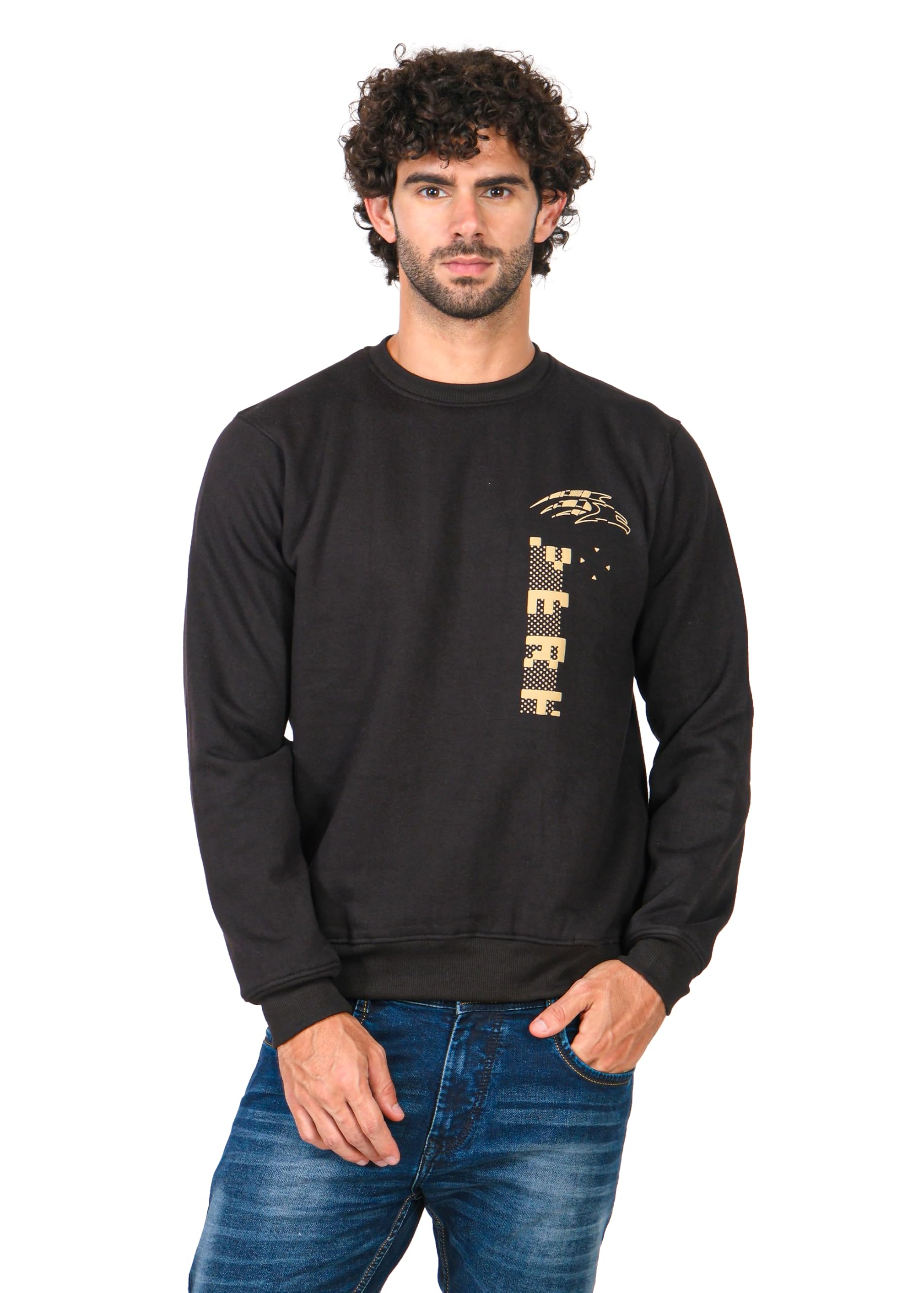 PERF Men's Fleece Sweatshirt - Poly Cotton Blend, Round Neck, 3-Thread Fleece, 340 GSM