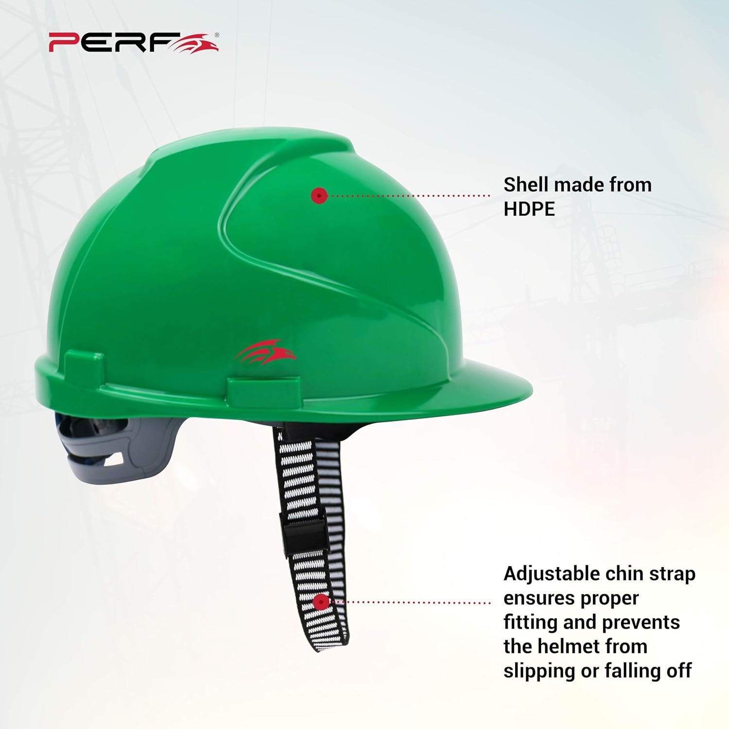 PERF Safety Helmet for Construction & Outdoor Work|Easy 3D Fitting System for Any Head Size|Lightweight|4-Point Support, Easy Impact Absorption Sweatband|Maxxtra|Green