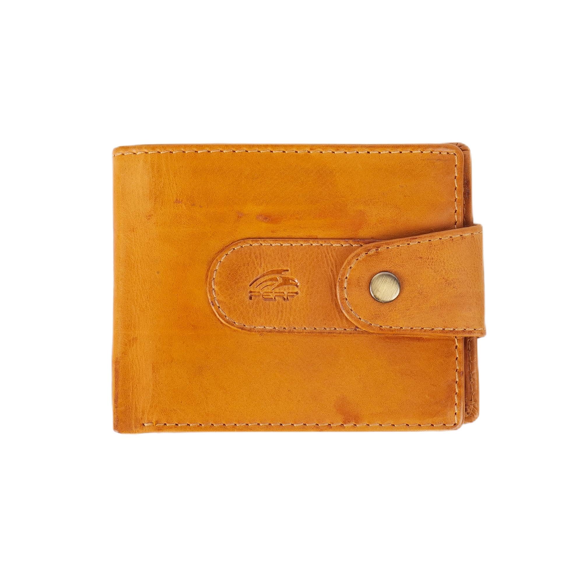PERF Genuine Leather Men’s Wallet | Multi-Compartment with Secure Button Closure | Premium Feel & Trendy Royal Design