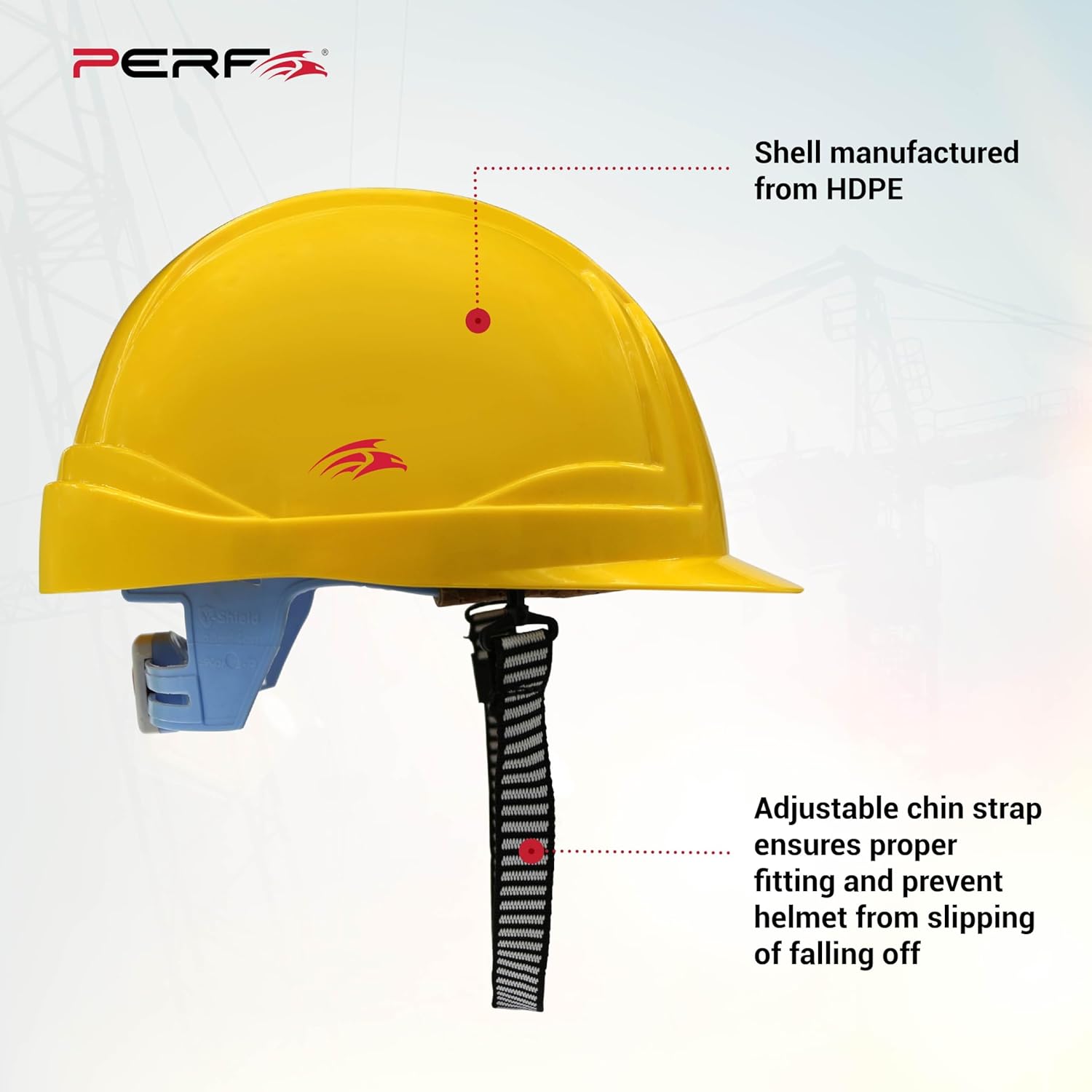 PERF Safety Helmet for Construction & Outdoor Work|Easy 3D Fitting System for Any Head Size|Lightweight|8-Point Support Impact Absorption Sweatband|X PrssP NV (Yellow)