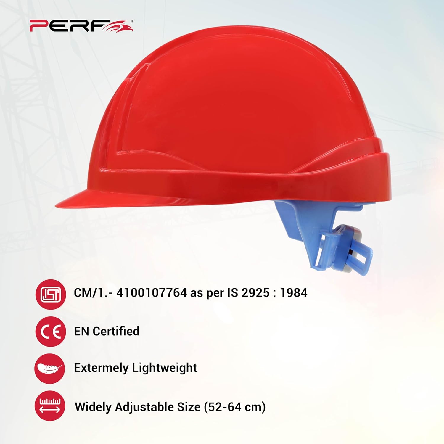 PERF Safety Helmet for Construction & Outdoor Work|Easy 3D Fitting System for Any Head Size|Lightweight|8-Point Support Easy Impact Absorption Sweatband|XPrssPNV (Red)