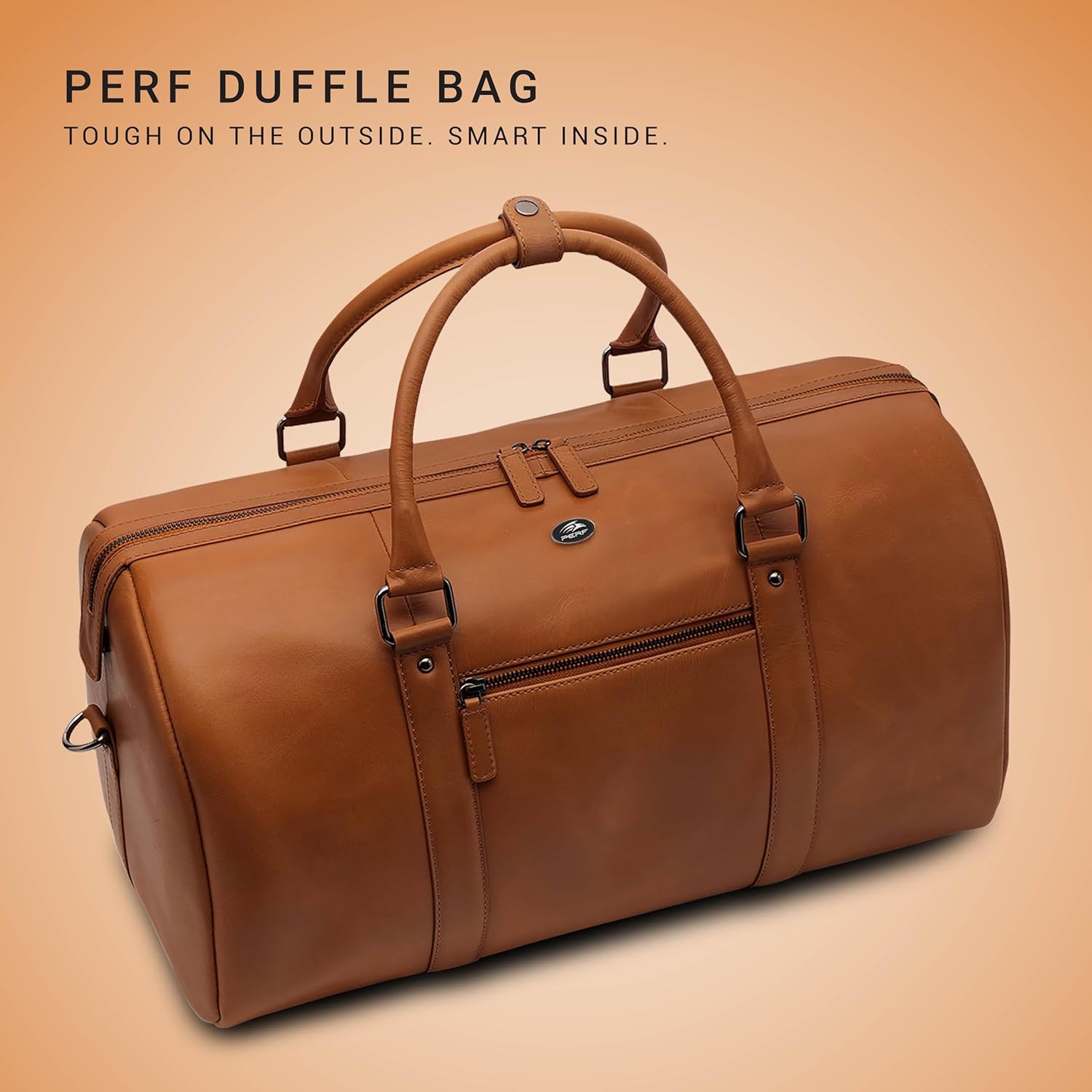 PERF Unisex Duffle Bag | Multipurpose with Genuine Leather | Travel, Gym & Weekend Bag