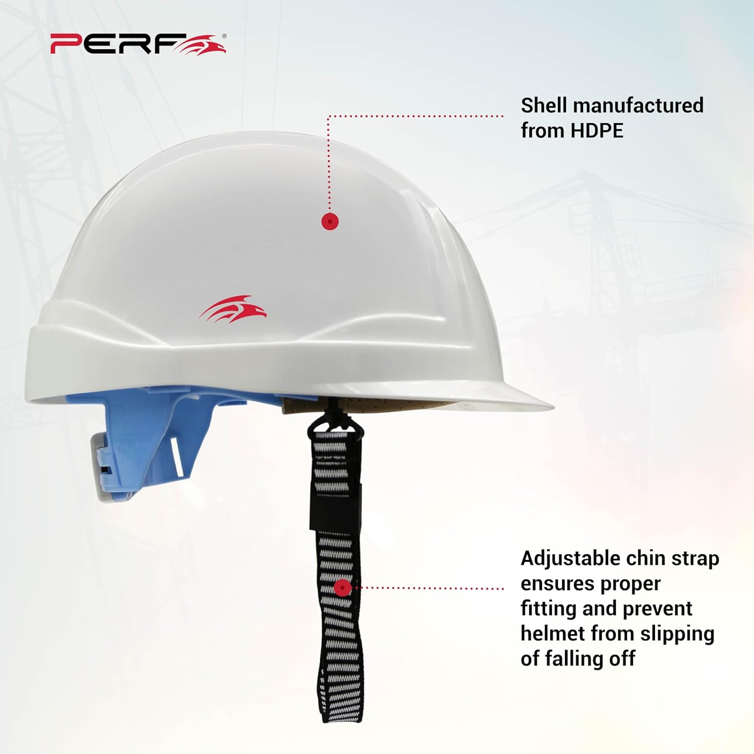 PERF Safety Helmet for Construction & Outdoor Work|Easy3D Fitting System for Any Head Size|Lightweight|8-Point Support Easy Impact Absorption Sweatband|XPrssPNV(White)