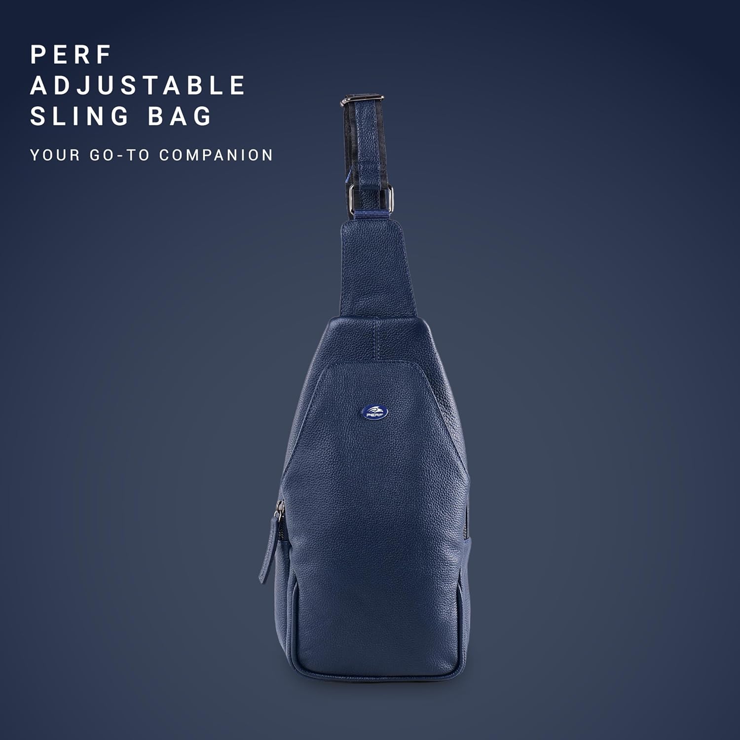 PERF Genuine Leather Adjustable Sling Bag | Unisex Crossbody Travel & Office Messenger Bag | Slim & Spacious Side Bag for Men & Women