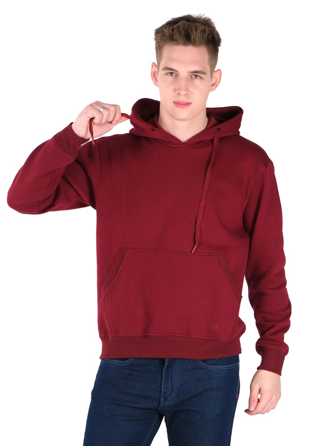 PERF Men's Fleece Hoodie with Zipper, Poly-Cotton Blend, 340 GSM, 3 Thread Fleece with Side Pockets