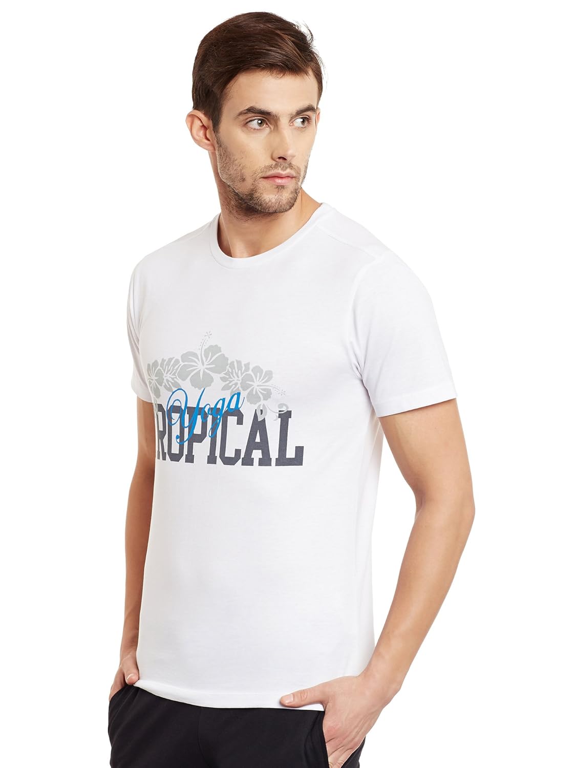 PERF Collegiate Cotton Regular Fit Yoga Tropical Tshirt for Men