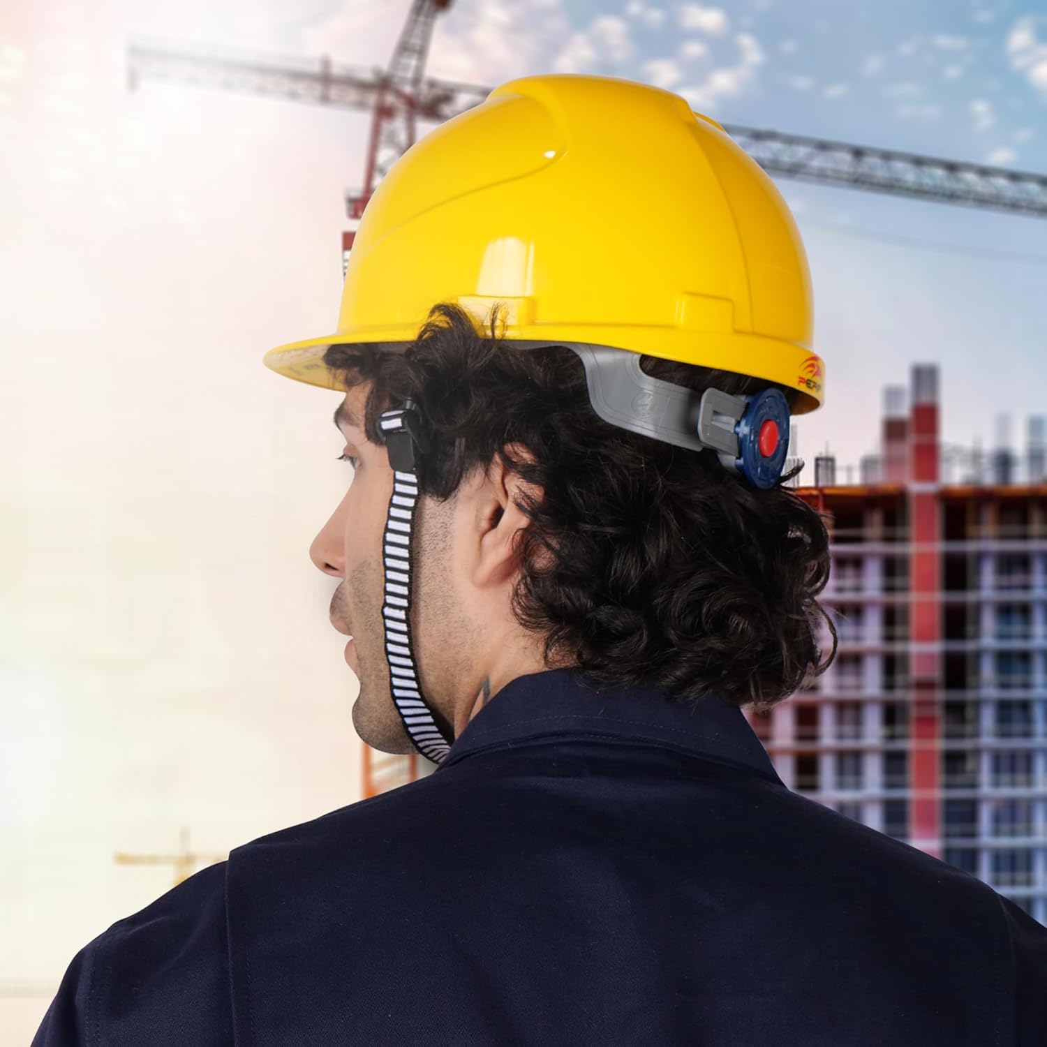 PERF Safety Helmet for Construction & Outdoor Work|Easy 3D Fitting System for Any Head Size|Lightweight|4-Point Support Easy Impact Absorption Sweatband|Maxxtra|Yellow