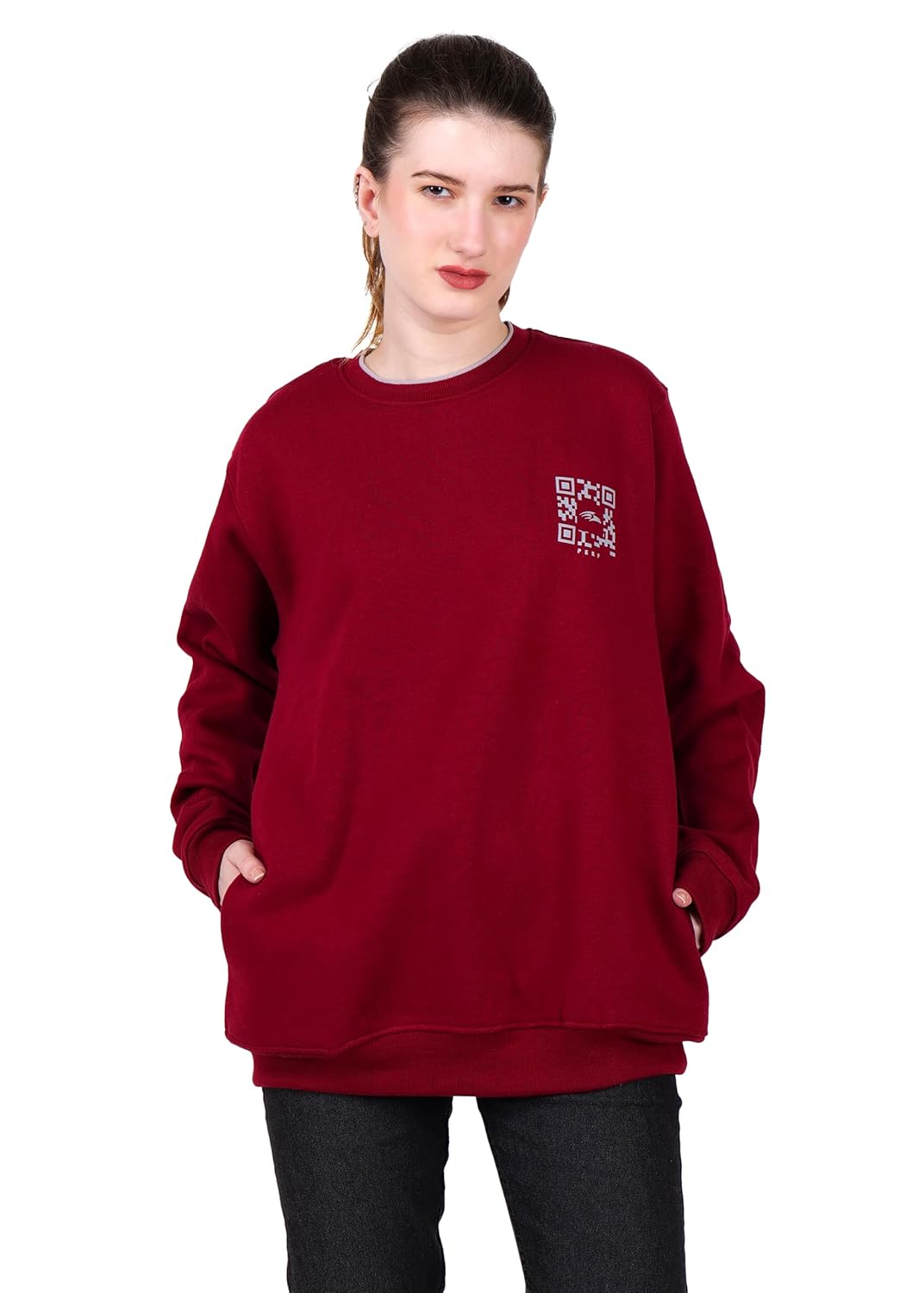 PERF Women’s Soft Fleece Sweatshirt – Denim Blue, Poly-Cotton Blend, 340 GSM Warmth