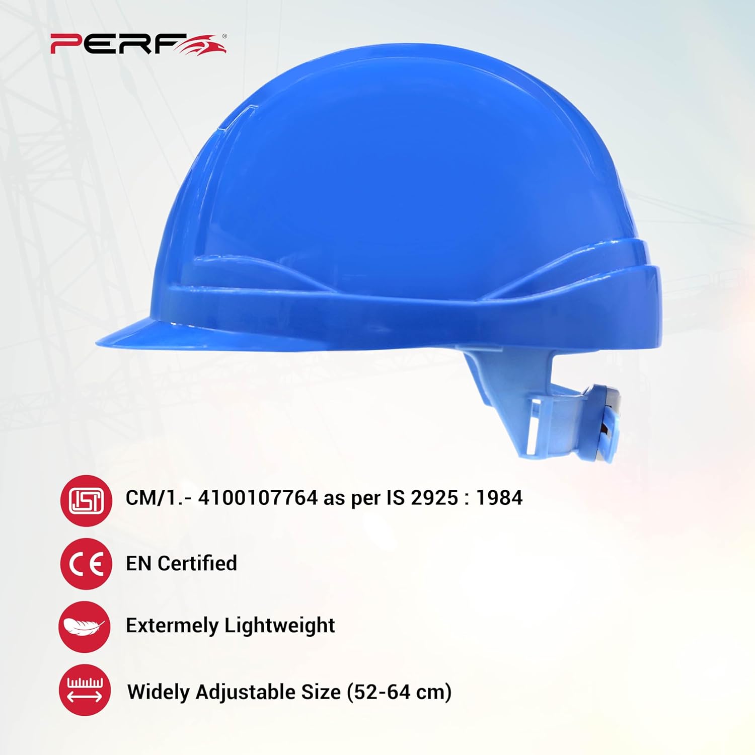 PERF Safety Helmet for Construction & Outdoor Work|Easy 3D Fitting System for Any Head Size|Lightweight|8-Point Support Easy Impact Absorption Sweatband|XPrssPNV(Blue)