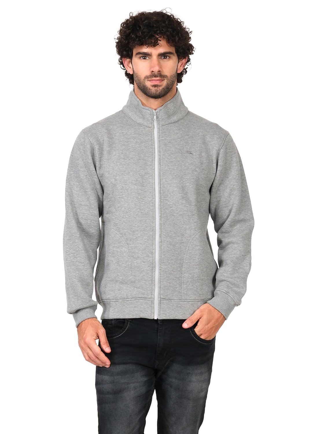 PERF Poly Cotton High Neck Fleece Jacket - 3-Thread Warm Fleece with Zipper and Pockets
