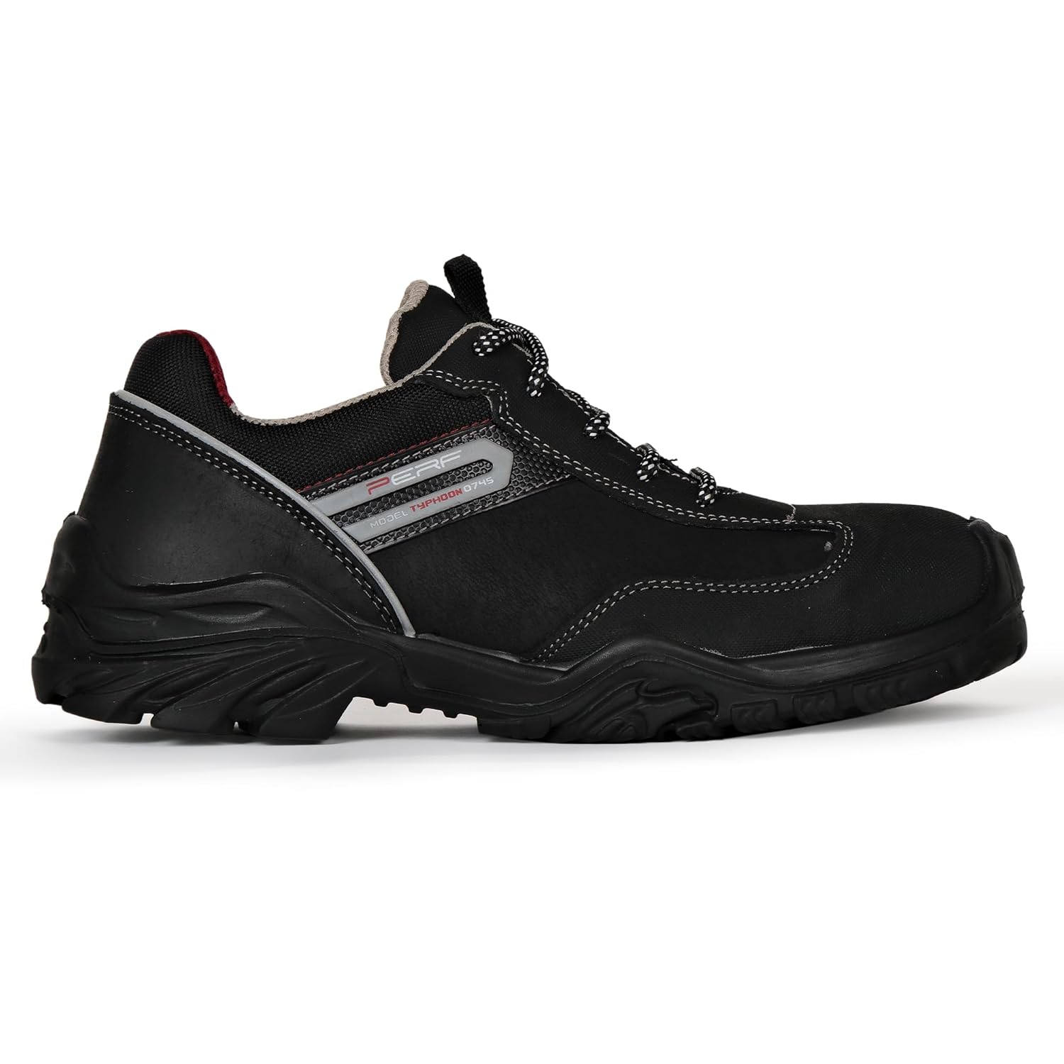 PERF Typhoon Low Ankle Safety Shoes - Water-Repellent Diamond Leather Work Boots, Breathable Lining, Lightweight for Outdoor Performance
