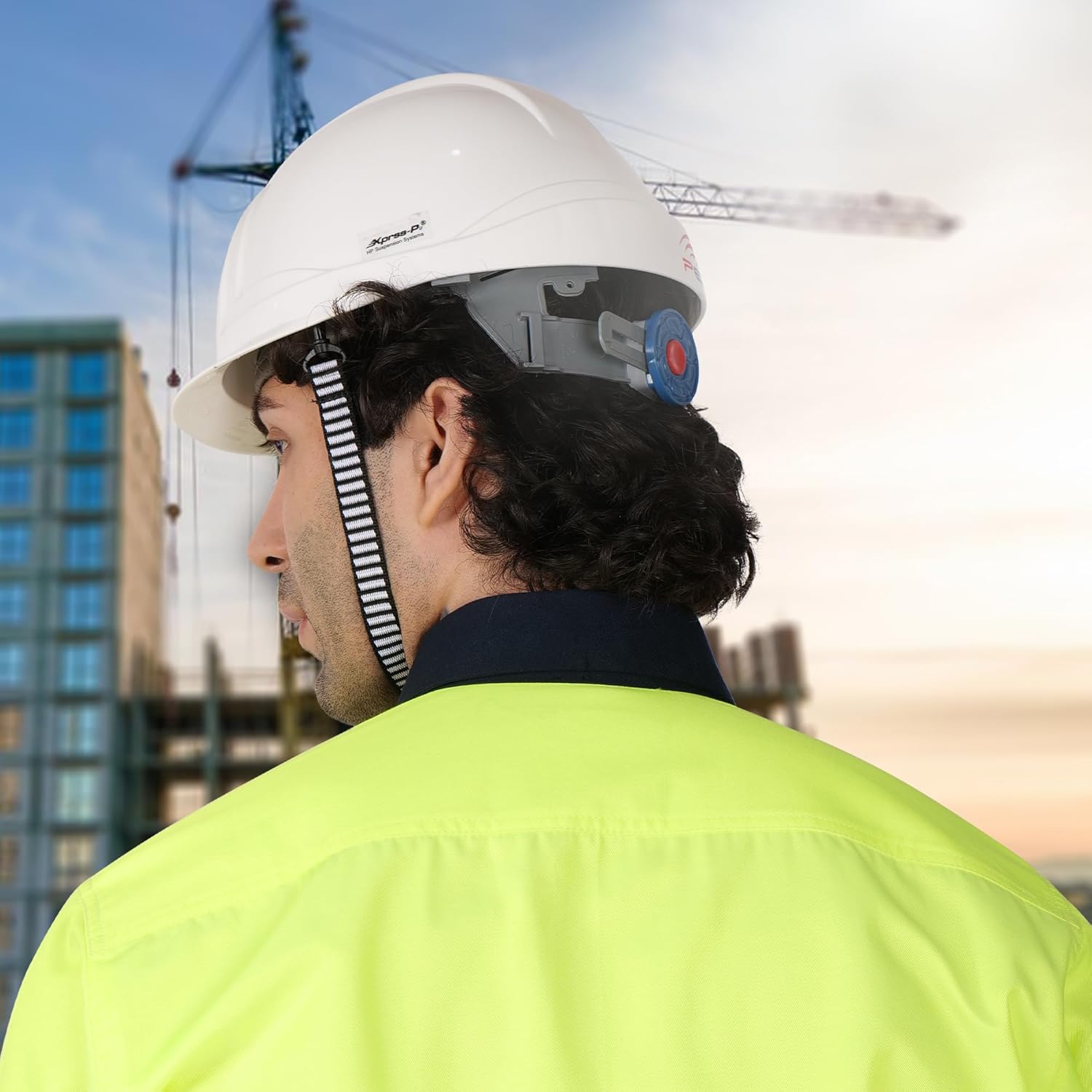 PERF Safety Helmet for Construction & Outdoor Work|Easy3D Fitting System for Any Head Size|Lightweight|8-Point Support Easy Impact Absorption Sweatband|XPrssPNV(White)