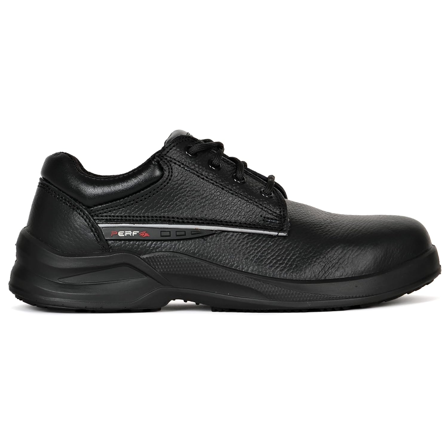 PERF Turbo-X Low Ankle Safety Shoe - Premium Buff Grain Leather, Steel Toe Cap 200J, PU Double Density Sole for Construction and Industrial Work