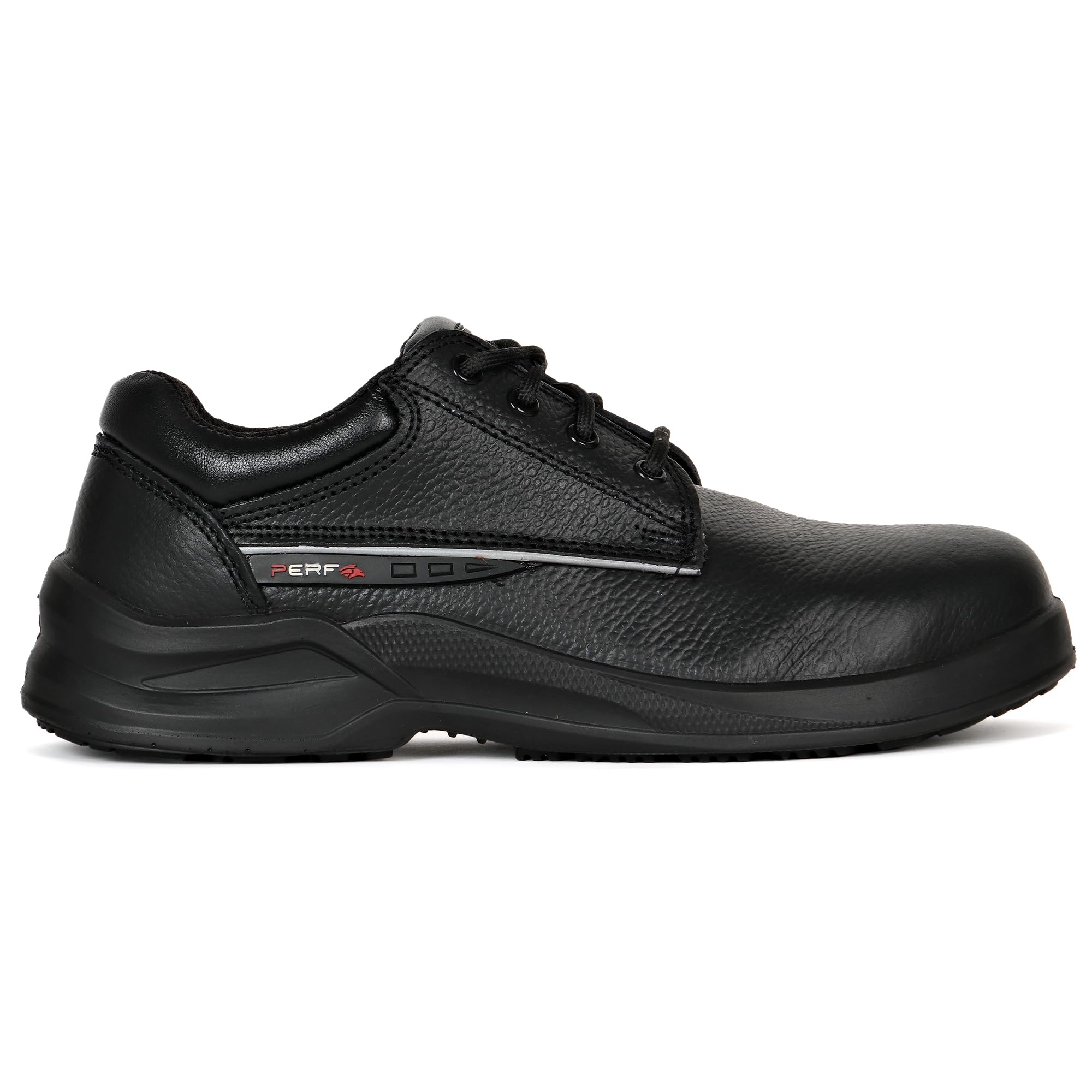 PERF Turbo-X Low Ankle Safety Shoe - Premium Buff Grain Leather, Steel Toe Cap 200J, PU Double Density Sole for Construction and Industrial Work