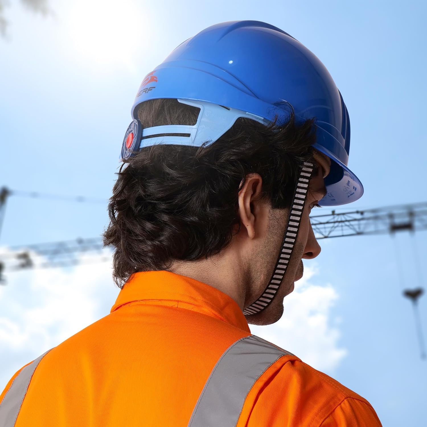 PERF Safety Helmet for Construction & Outdoor Work|Easy 3D Fitting System for Any Head Size|Lightweight|8-Point Support Easy Impact Absorption Sweatband|XPrssPNV(Blue)