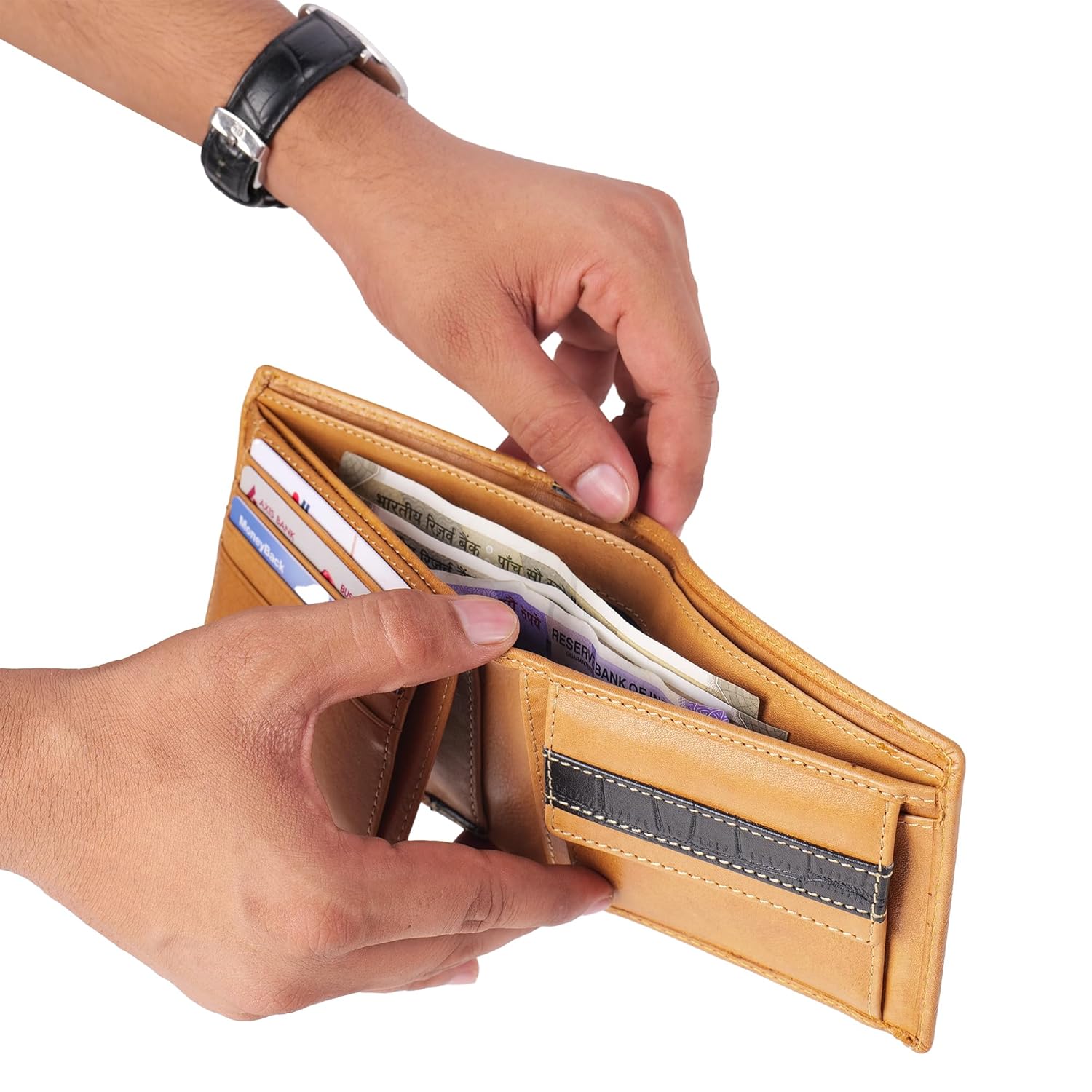 PERF Genuine Leather Wallet for Men | Multi-Compartment | Premium Leather Feel | Trendy Royal Aesthetic with Modern Design