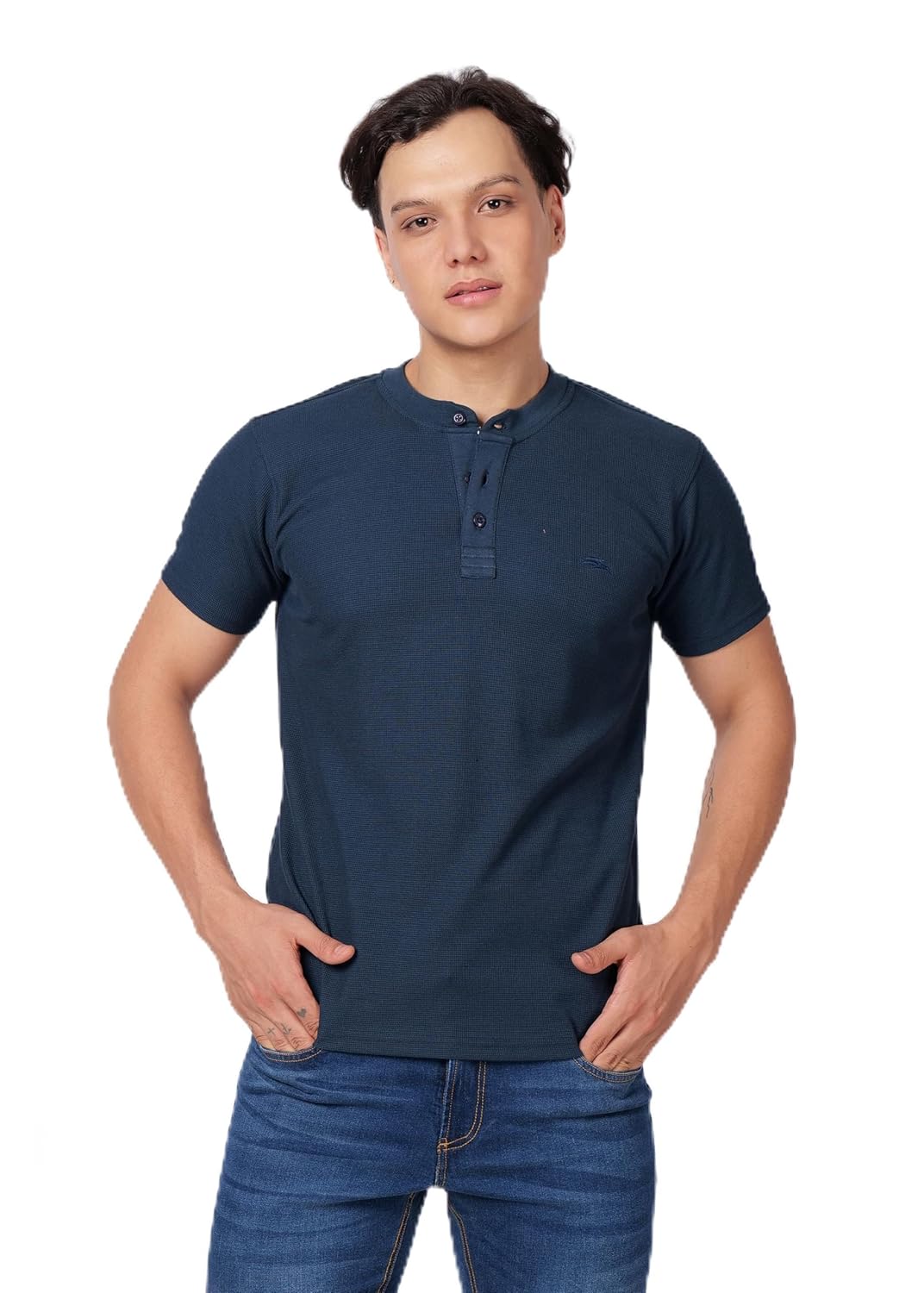PERF Men's Henley Neck T-Shirt | Cotton Blend Casual Slim Fit Shirt | Half Sleeve Stylish Everyday Tee