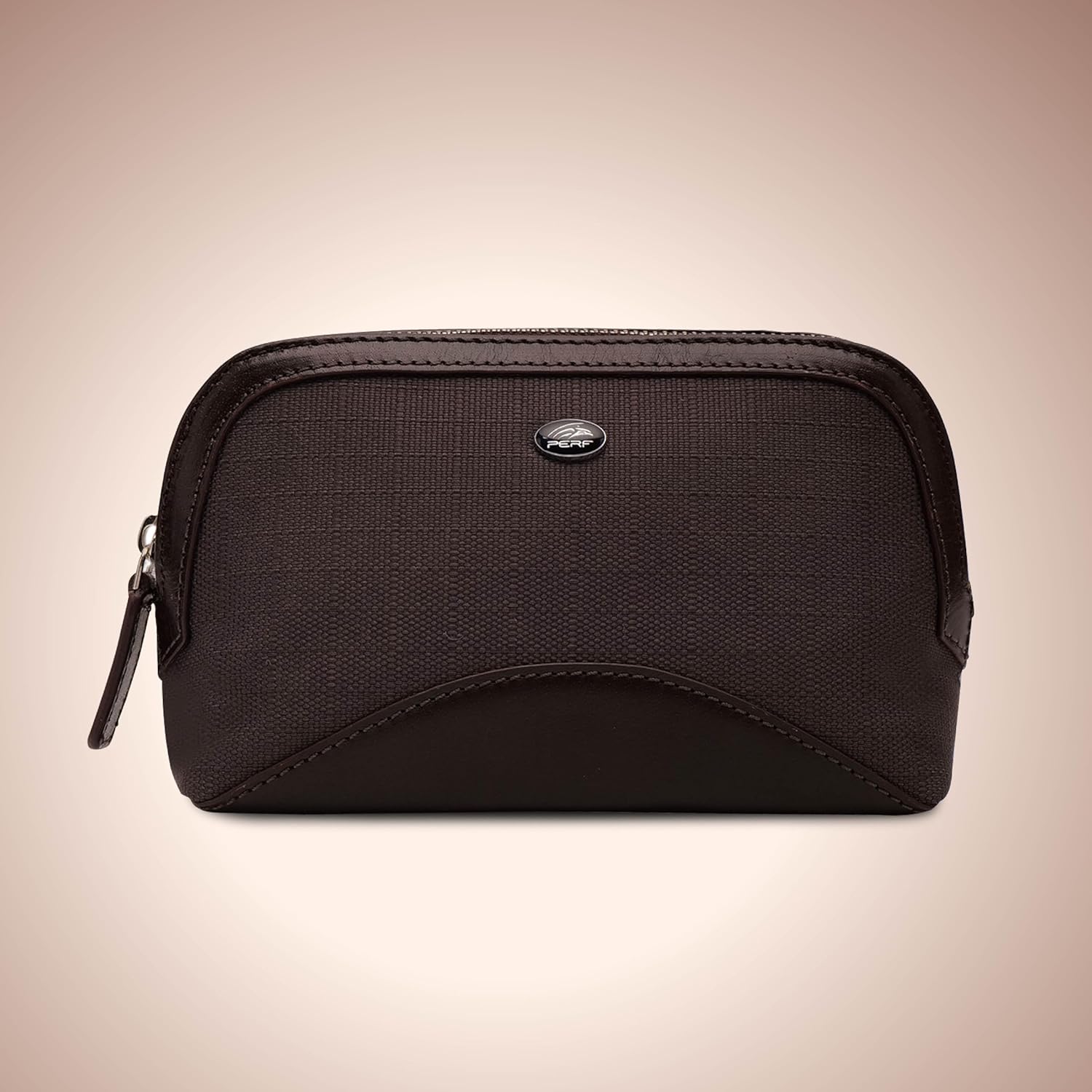 PERF Multi-Purpose Travel Pouch – Coated Nylon & Genuine Leather | Small Vanity Pouch, Travel Organizer, Charger & Gadget Case