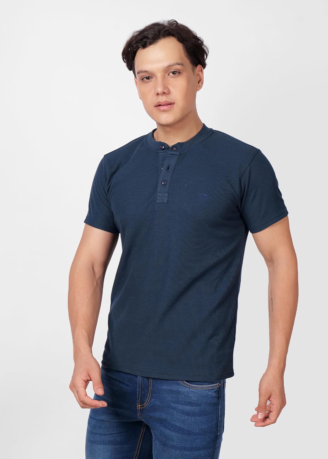 PERF Men's Henley Neck T-Shirt | Cotton Blend Casual Slim Fit Shirt | Half Sleeve Stylish Everyday Tee