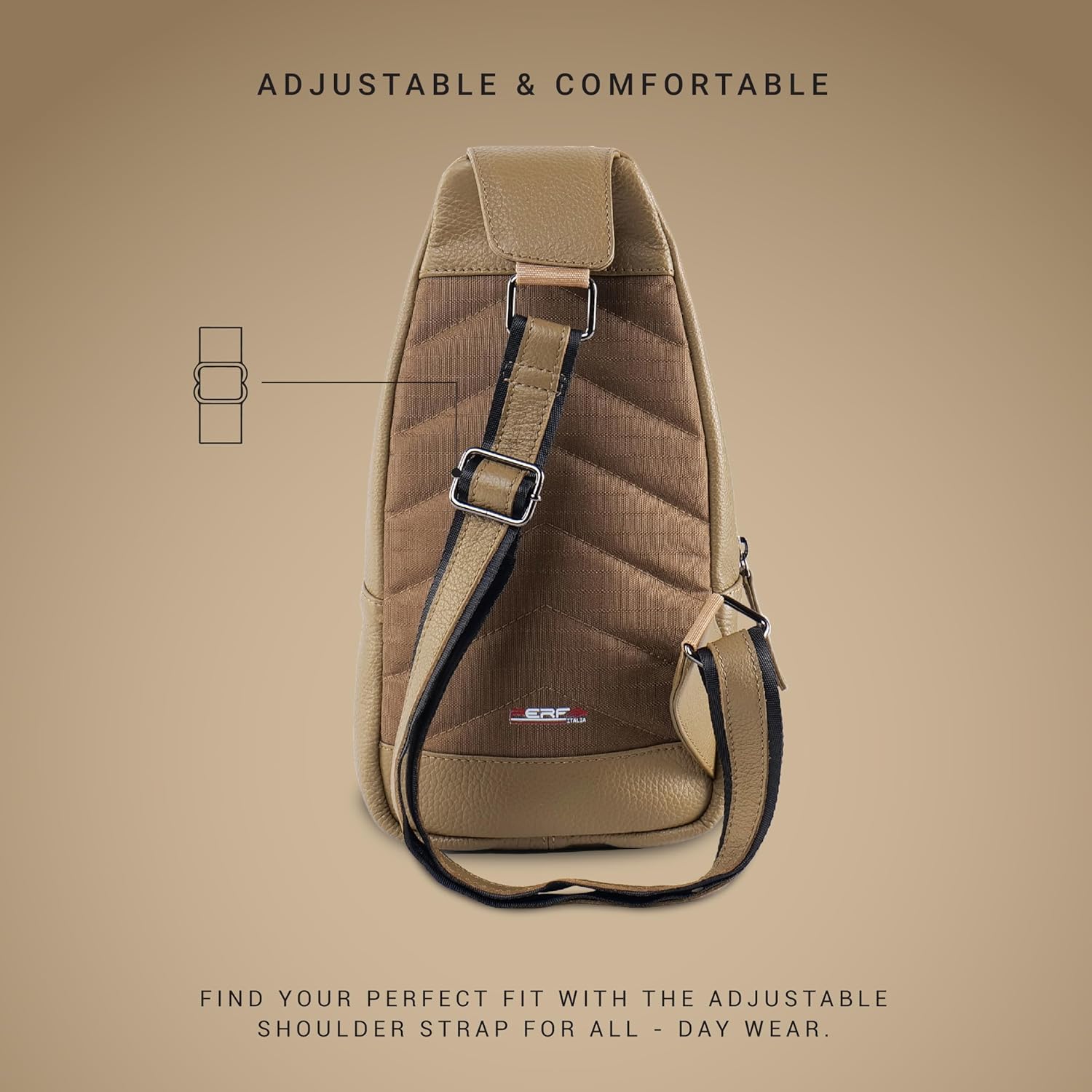 PERF Genuine Leather Adjustable Sling Bag | Unisex Crossbody Travel & Office Messenger Bag | Slim & Spacious Side Bag for Men & Women