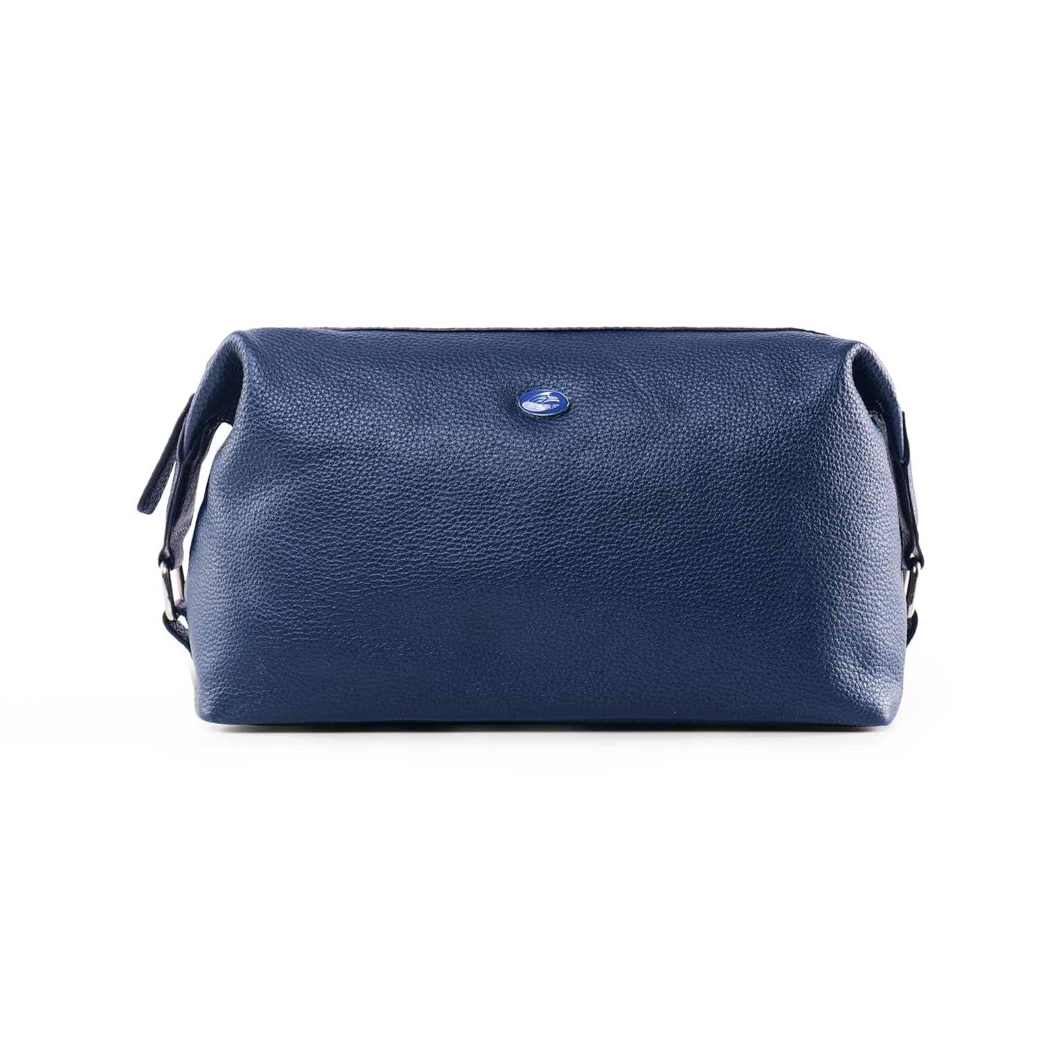 PERF Genuine Leather Travel Kit Bag | Unisex Toiletry Bag & Makeup Organizer | Multipurpose |Coated Nylon + Punch Leather Pouch for Men & Women with Adjustable Side Loops (Navy)