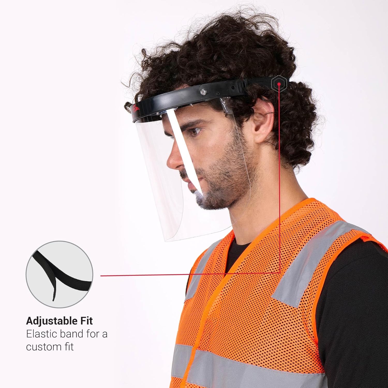 PERF Face Shield | High-Impact Resistant Polycarbonate Visor | Comfortable Adjustable Elastic Band with Replaceable Polycarbonate Visor