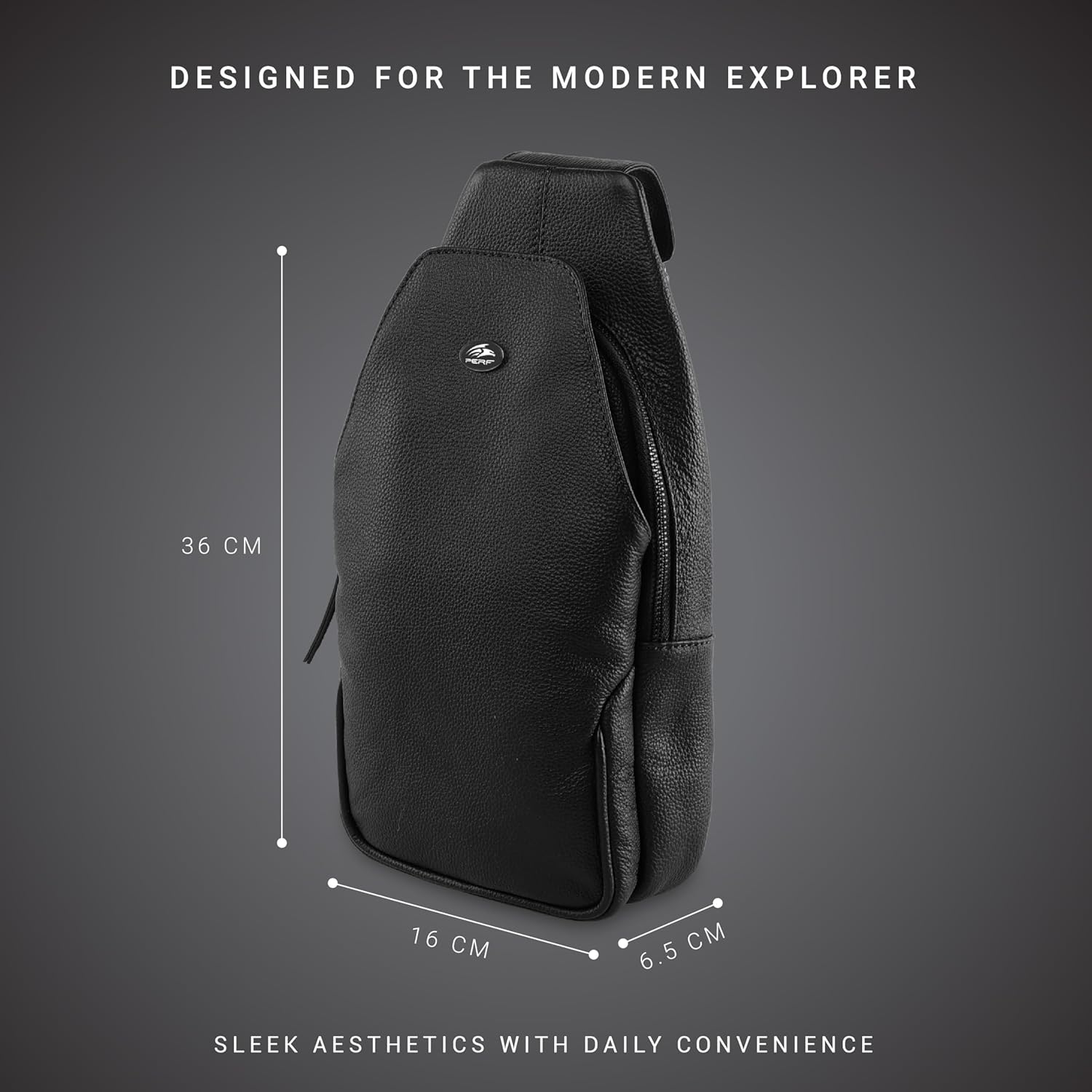 PERF Genuine Leather Adjustable Sling Bag | Unisex Crossbody Travel & Office Messenger Bag | Slim & Spacious Side Bag fo...