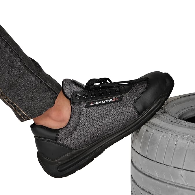 PERF Oxygen M Sports Safety Shoes for Men | Steel Toe 200J | Lightweight Mesh | Anti-Puncture | Oil Resistant | Anti-Slip | Breathable Industrial Work Shoes