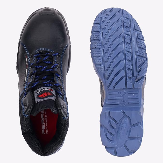 PERF Tornado G High Ankle Safety Shoes for Men | Fiber Glass Toe Cap | Anti-Puncture | Water Repellent Leather | Electrical Resistant | Industrial High Ankle Work Shoes