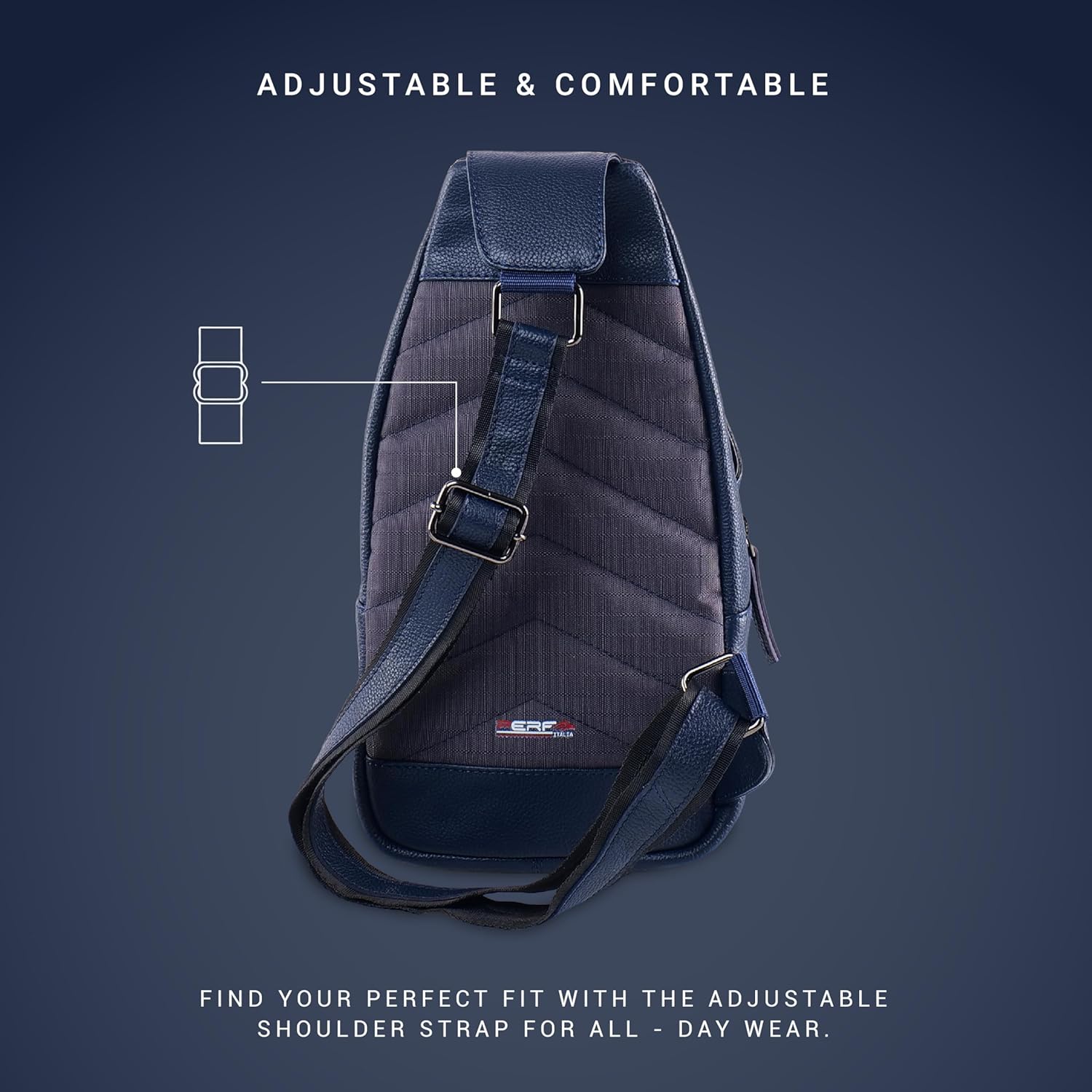 PERF Genuine Leather Adjustable Sling Bag | Unisex Crossbody Travel & Office Messenger Bag | Slim & Spacious Side Bag for Men & Women