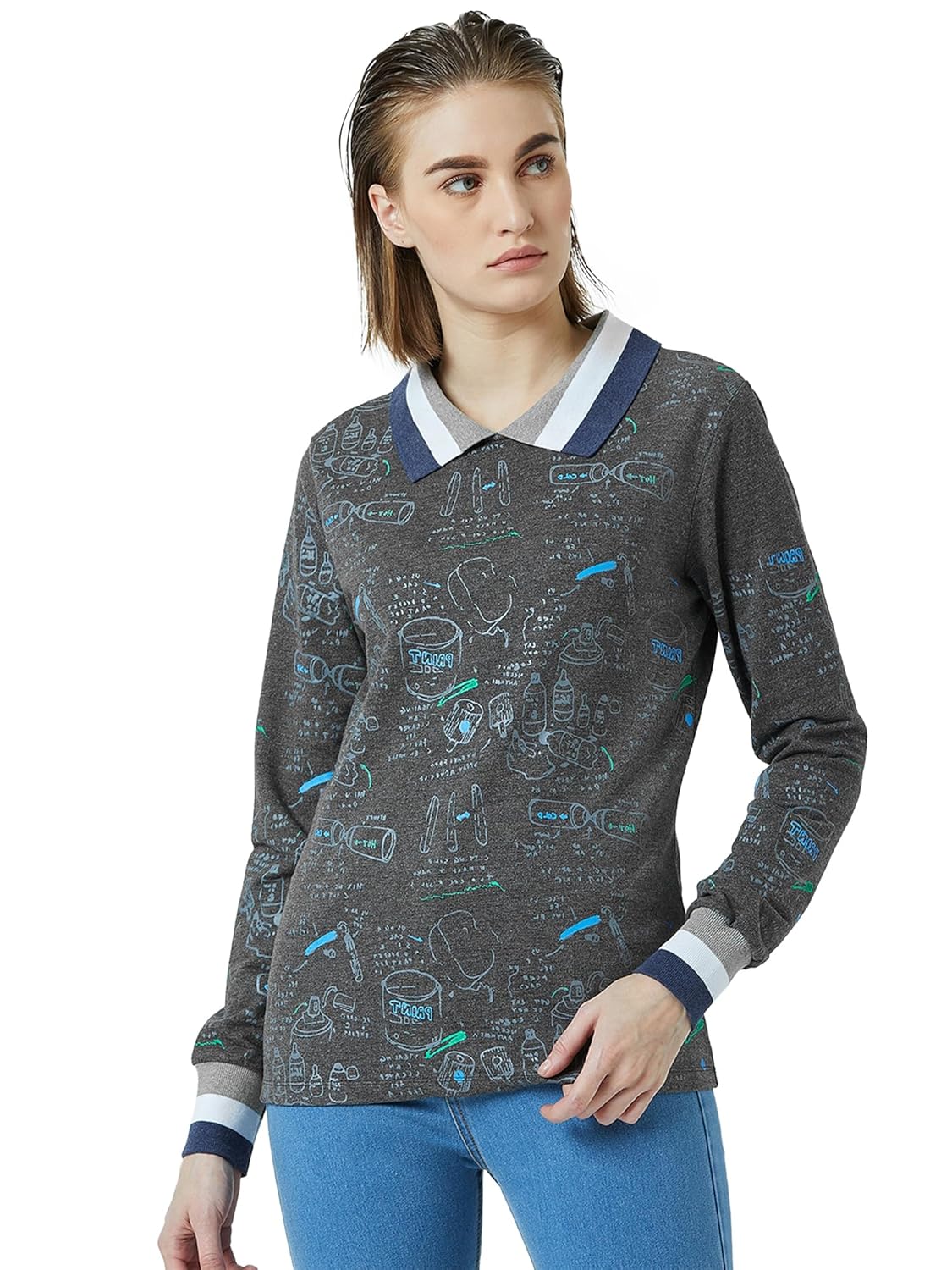 PERF Women's Polo T-Shirt, Full Sleeve, Collar Neck, Regular Fit, Casual wear Comfortable, Women's Top