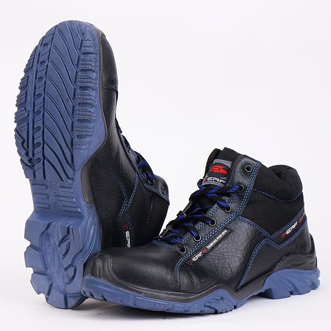 PERF Tornado G High Ankle Safety Shoes for Men | Fiber Glass Toe Cap | Anti-Puncture | Water Repellent Leather | Electrical Resistant | Industrial High Ankle Work Shoes