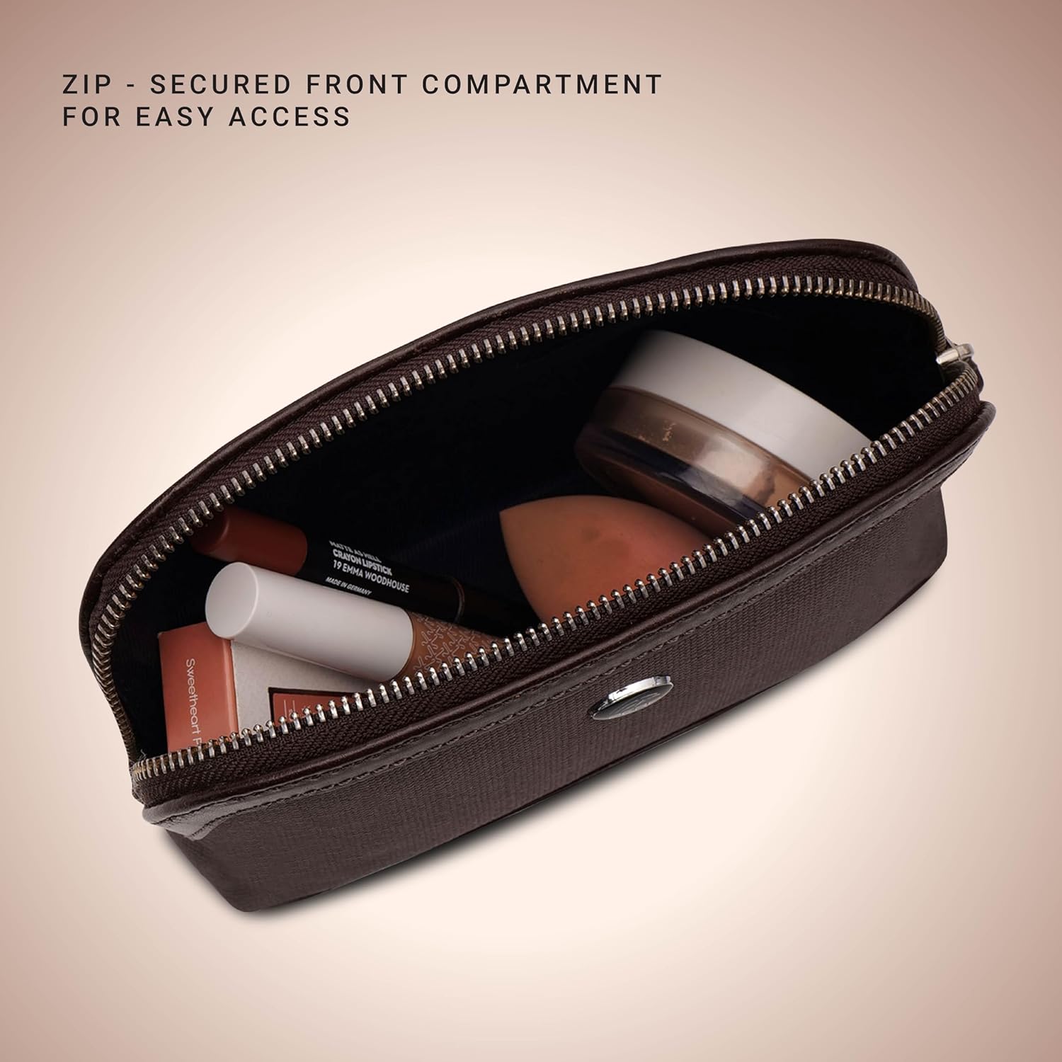 PERF Multi-Purpose Travel Pouch – Coated Nylon & Genuine Leather | Small Vanity Pouch, Travel Organizer, Charger & Gadget Case