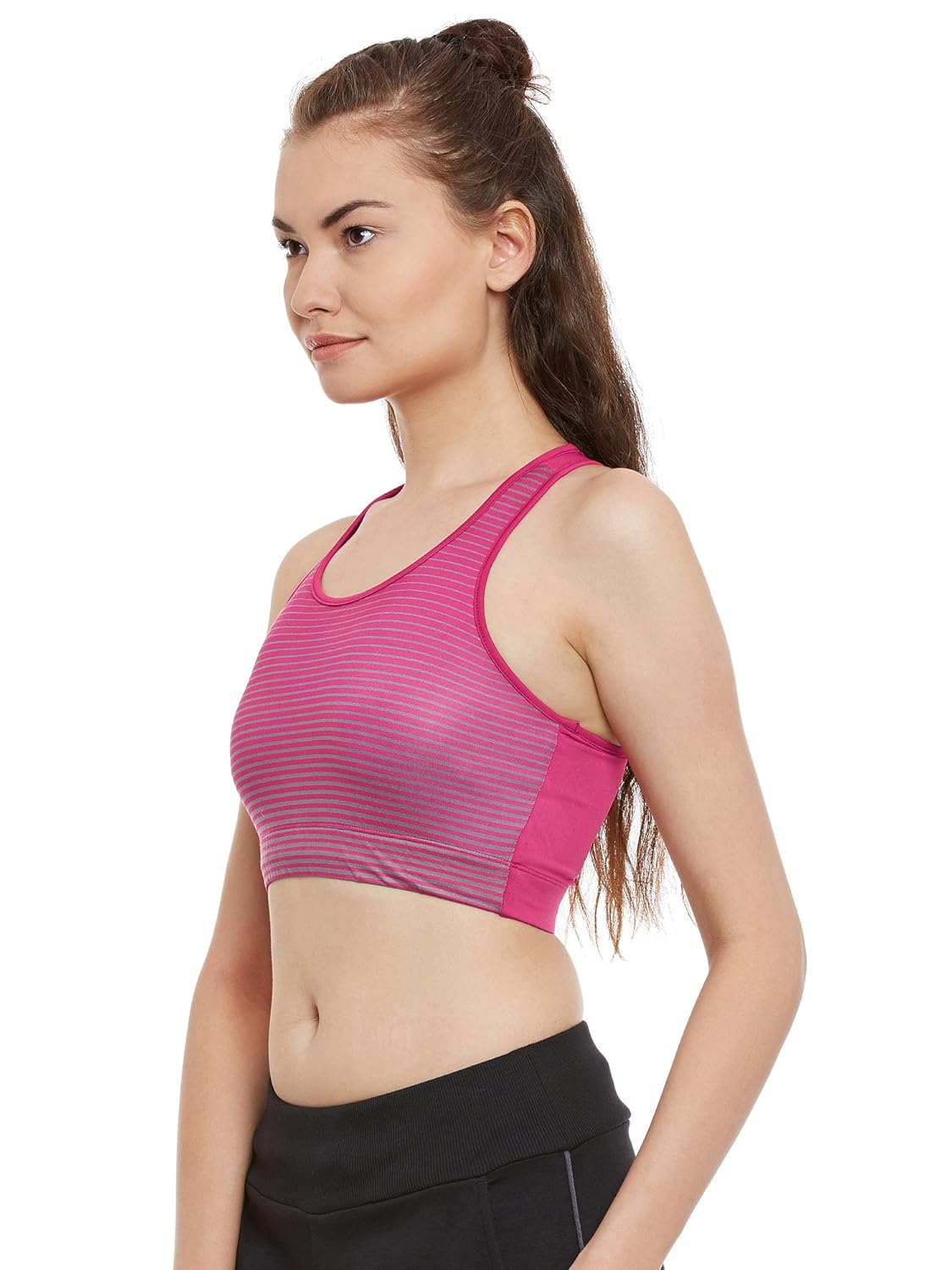 PERF Slim Fit Pink Rush Lycra Sports Bra for Women (RKTNMBR063)
