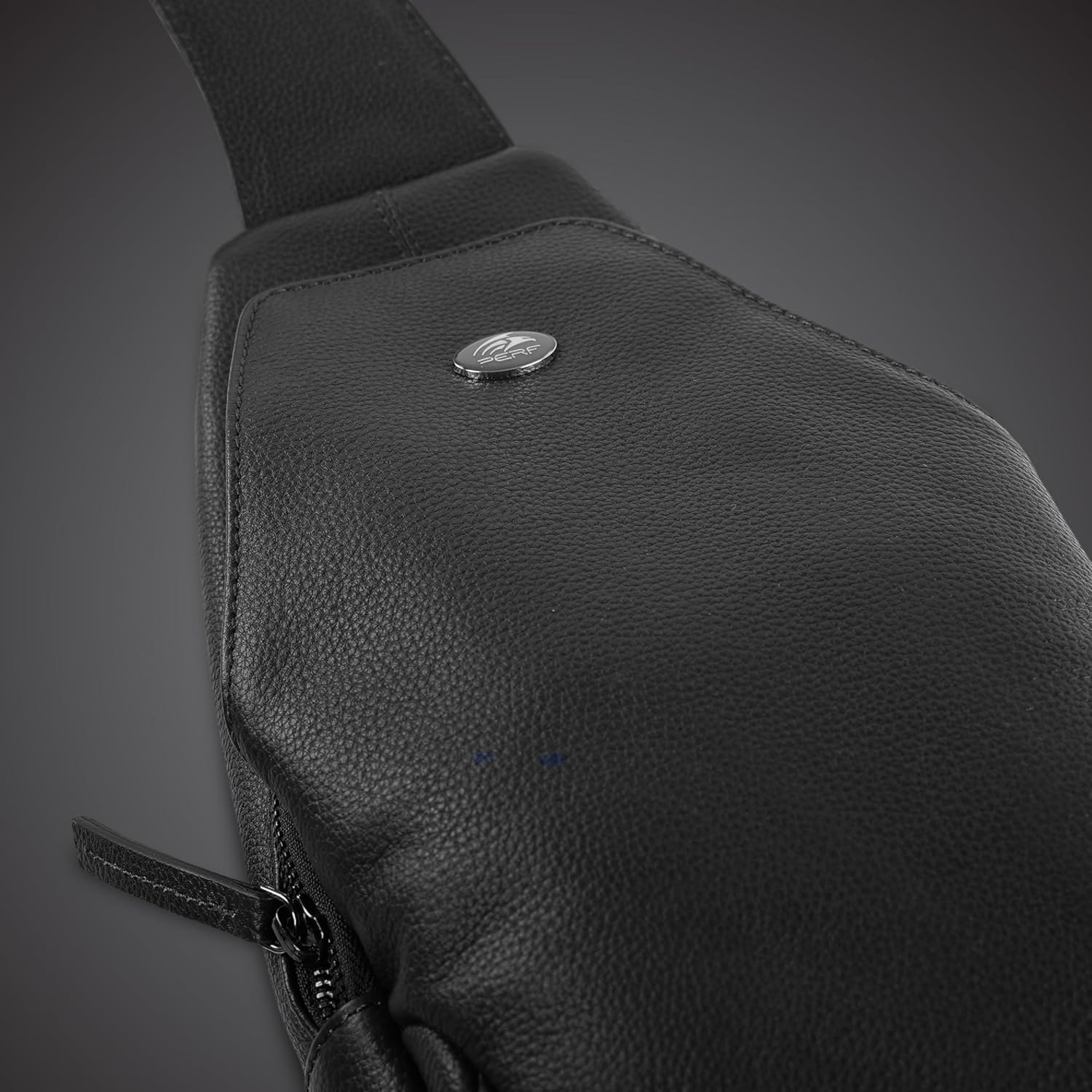 PERF Genuine Leather Adjustable Sling Bag | Unisex Crossbody Travel & Office Messenger Bag | Slim & Spacious Side Bag for Men & Women