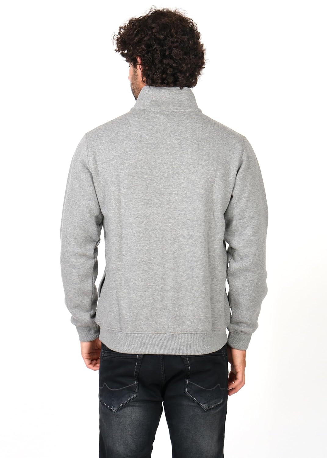 PERF Poly Cotton High Neck Fleece Jacket - 3-Thread Warm Fleece with Zipper and Pockets