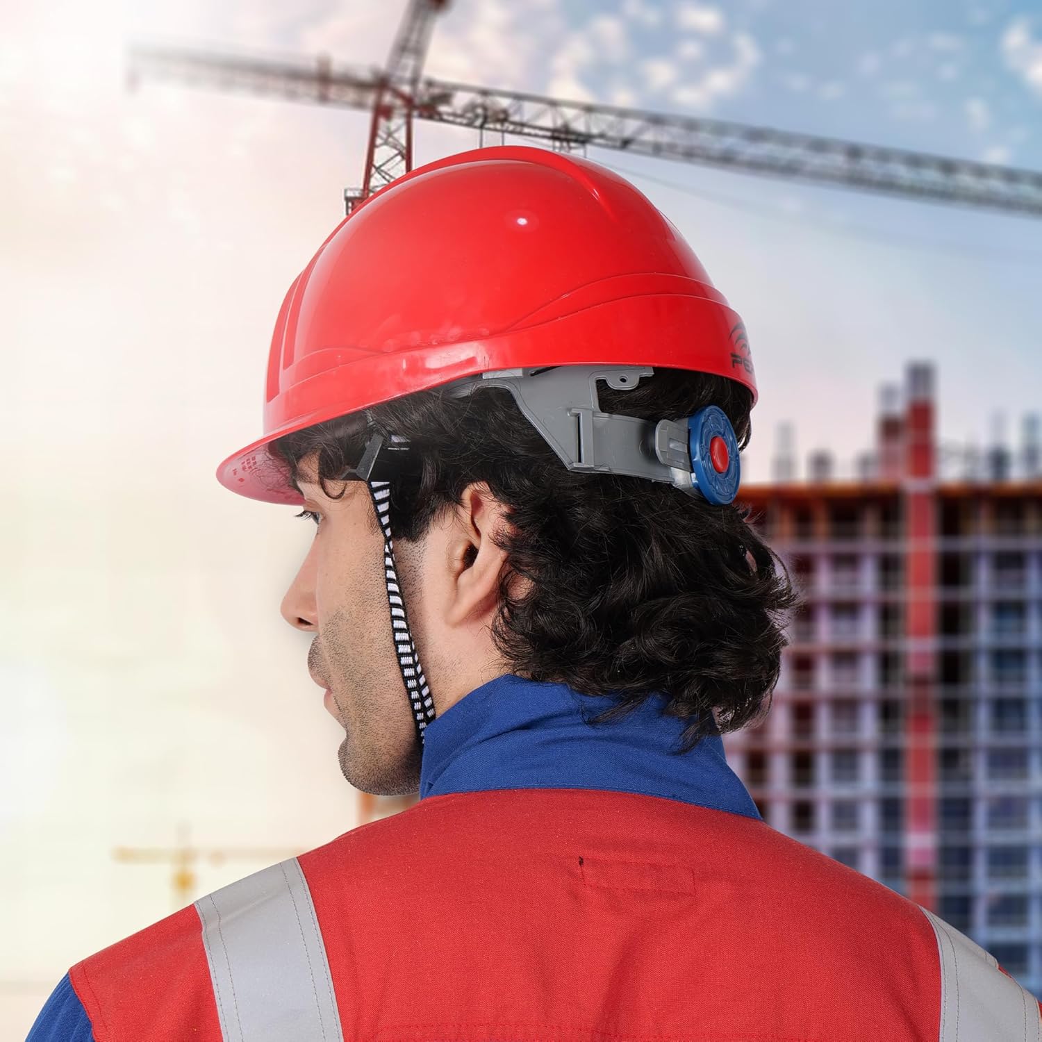 PERF Safety Helmet for Construction & Outdoor Work|Easy 3D Fitting System for Any Head Size|Lightweight|8-Point Support Easy Impact Absorption Sweatband|X Prss-P|Red