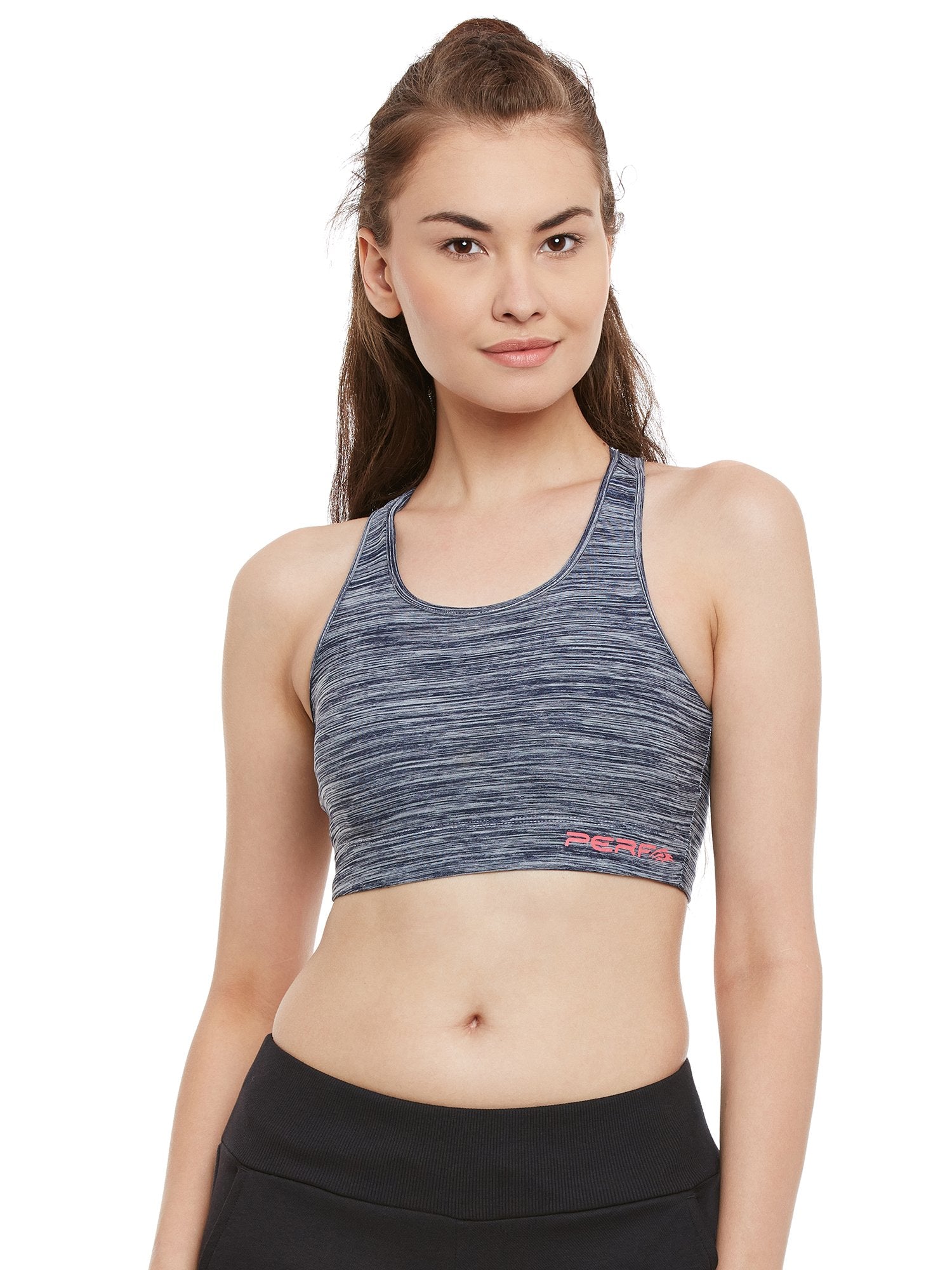 PERF Slim Fit Navy Lycra Sports Bra for Women (RKTNMBR064)
