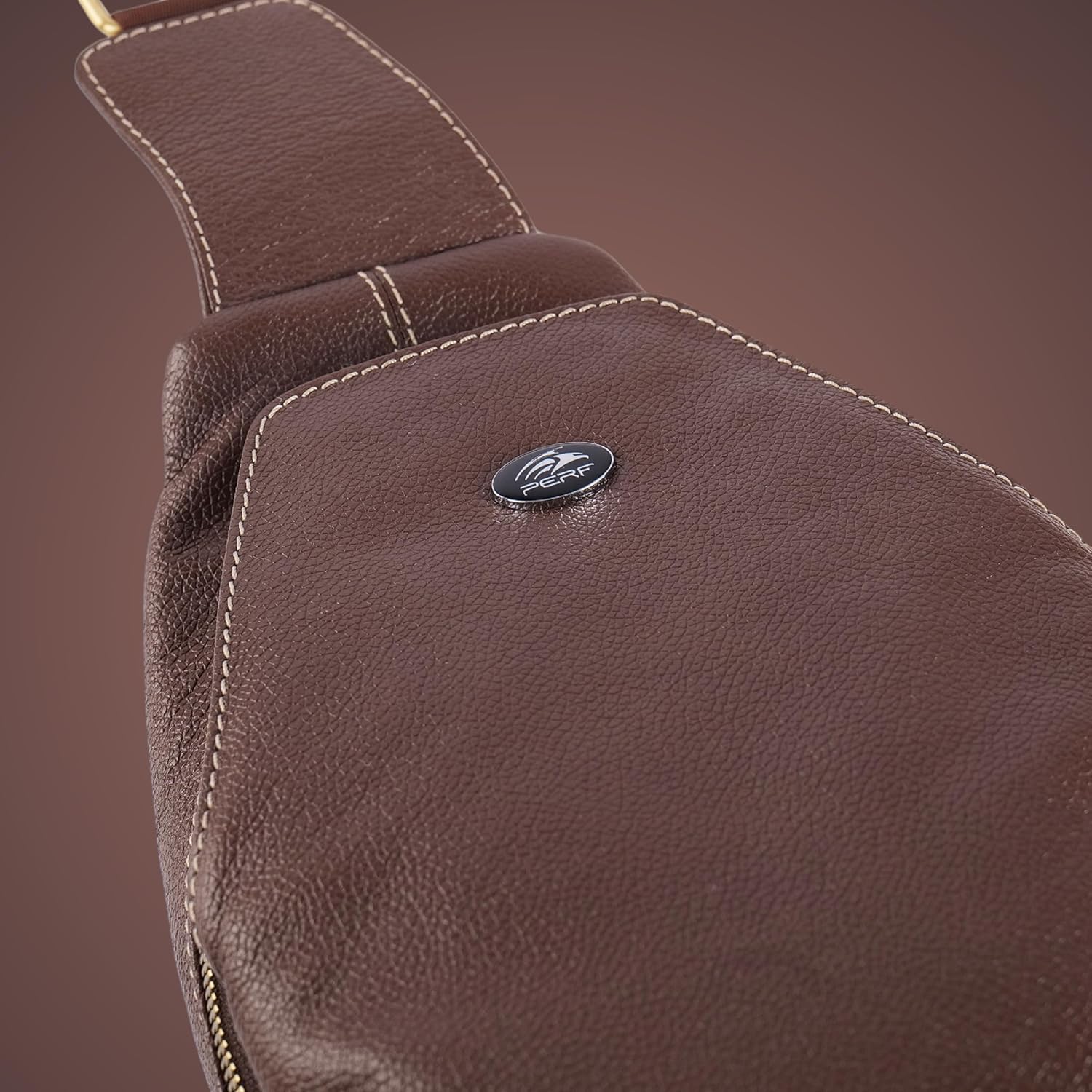PERF Genuine Leather Adjustable Sling Bag | Unisex Crossbody Travel & Office Messenger Bag | Slim & Spacious Side Bag for Men & Women
