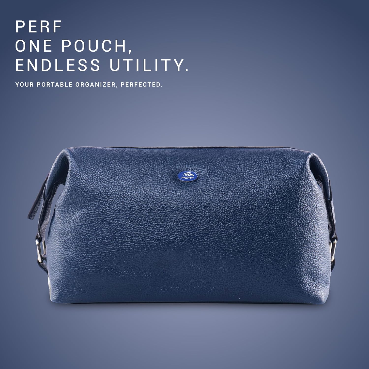 PERF Genuine Leather Travel Kit Bag | Unisex Toiletry Bag & Makeup Organizer | Multipurpose |Coated Nylon + Punch Leathe...
