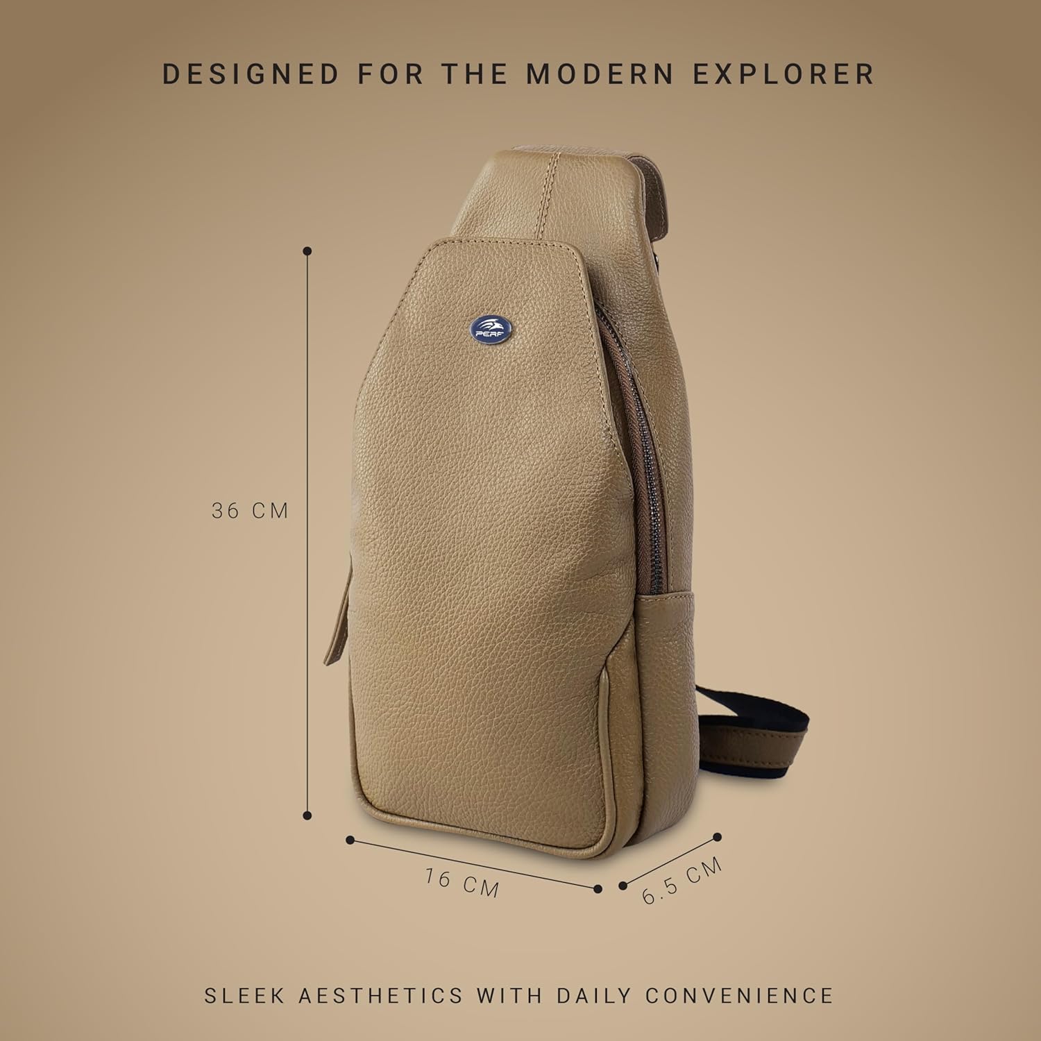 PERF Genuine Leather Adjustable Sling Bag | Unisex Crossbody Travel & Office Messenger Bag | Slim & Spacious Side Bag fo...