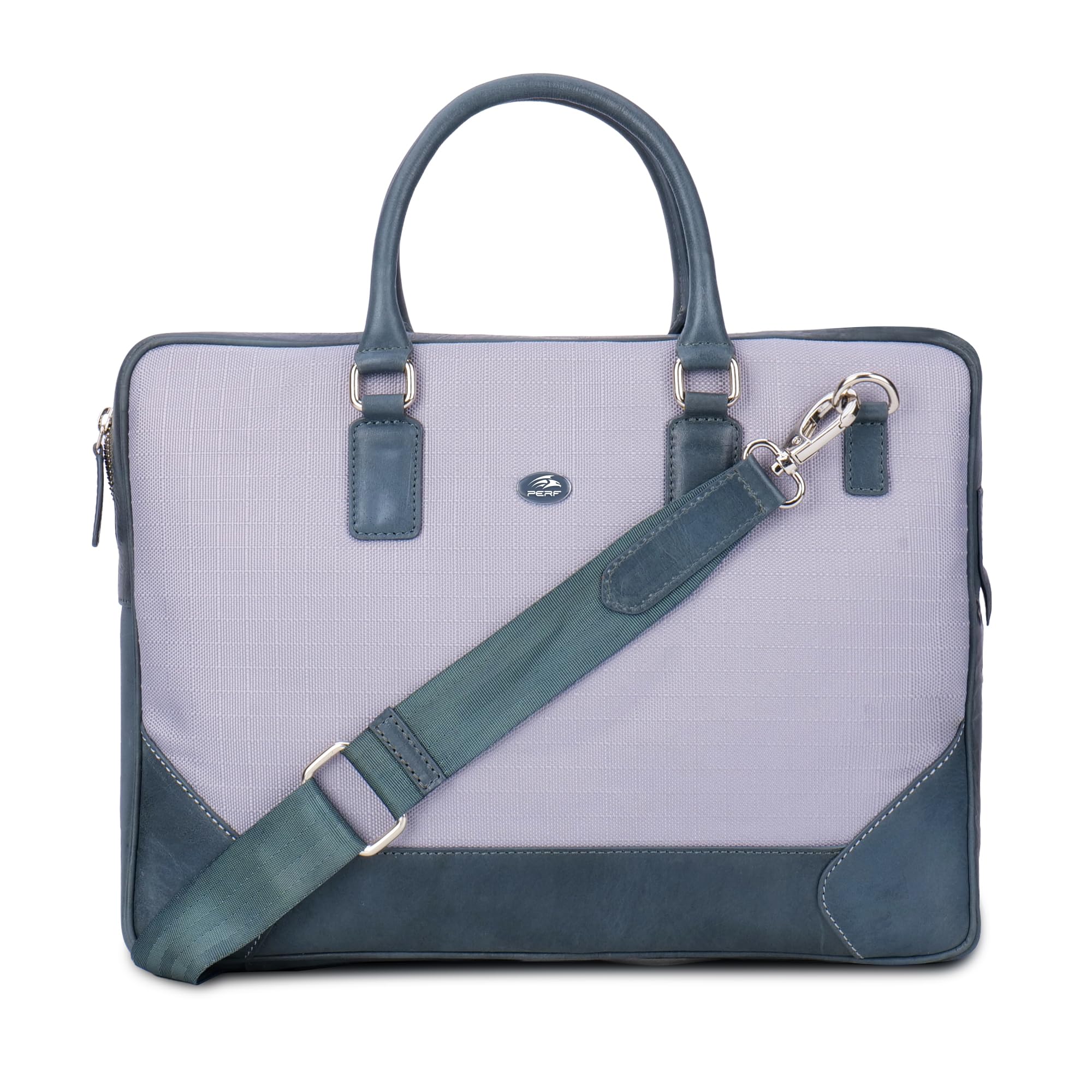 PERF Unisex Genuine Leather Bag for 14 Inch Laptop | Office Travel Messenger Bag with Detachable Strap & Organizer Pockets | Stylish Compact Travel Shoulder Bag for Men & Women