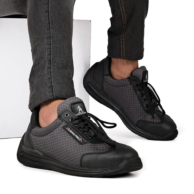 PERF Oxygen M Sports Safety Shoes for Men | Steel Toe 200J | Lightweight Mesh | Anti-Puncture | Oil Resistant | Anti-Slip | Breathable Industrial Work Shoes