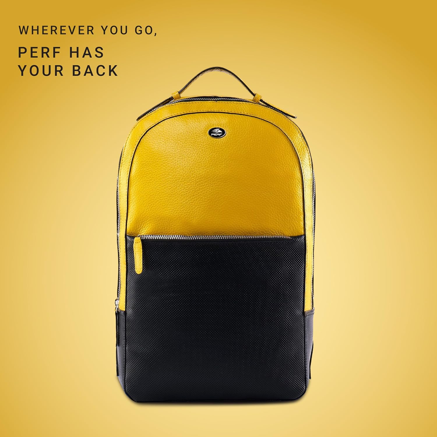 PERF Unisex Genuine Leather Backpack | Premium Slim & Stylish Laptop Bag for Men and Women | Travel, Office & Everyday Use | Padded back with Shoulder Straps & Secure Compartment
