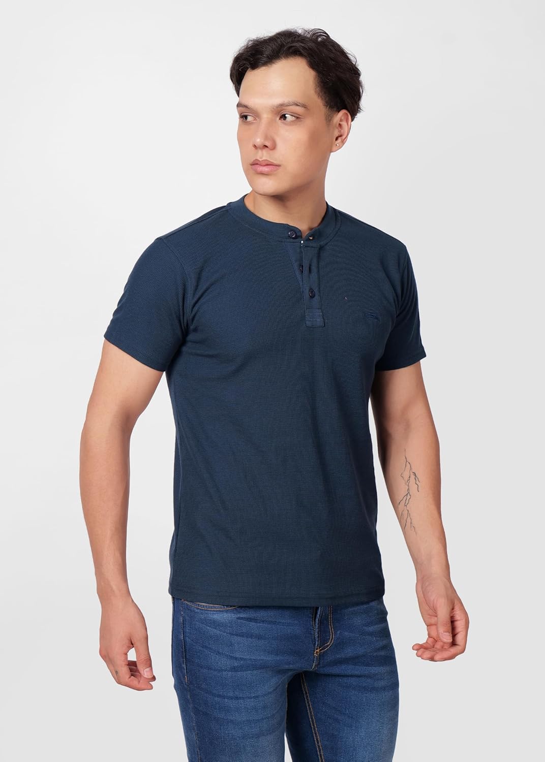 PERF Men's Henley Neck T-Shirt | Cotton Blend Casual Slim Fit Shirt | Half Sleeve Stylish Everyday Tee