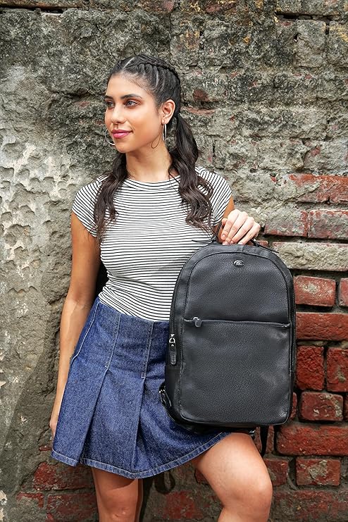 Unisex Genuine Leather Backpack | Stylish Laptop Bag for Men & Women | Travel & Everyday Use | Padded Back & Shoulder Straps | 15.6 Inch Laptop Slot | 10L Capacity | L 15.7 x W 9.8 x H 4 inches
