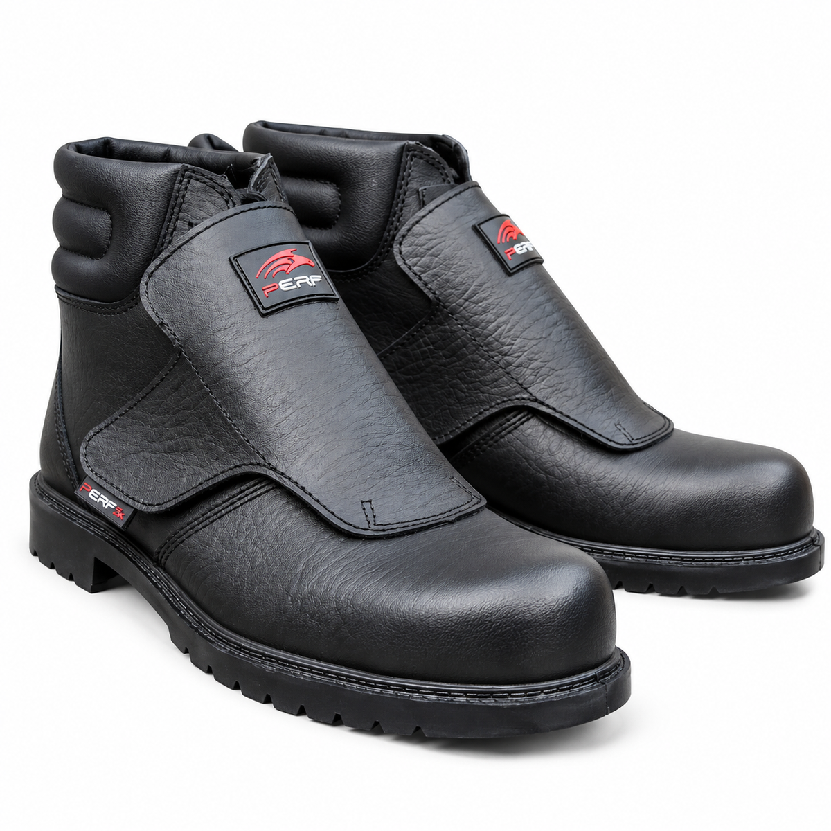 Heat Weld Men's S1 HRO Welding Safety Shoes – Steel Toe Cap Leather Boots with Heat Resistant Sole, Velcro Lace