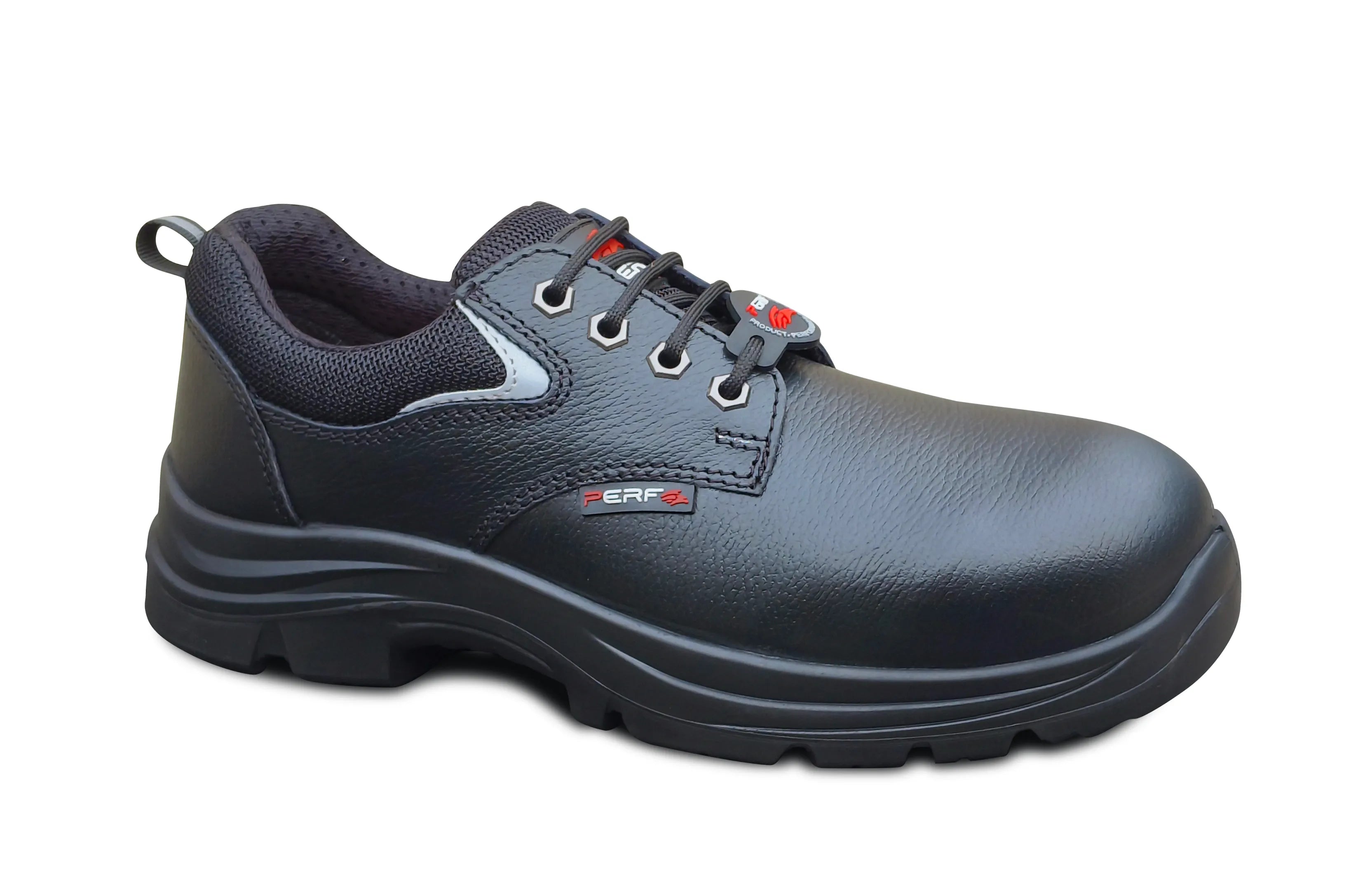 PERF Spider S1 Safety Shoes for Men | Buff Tango Leather | 200J Steel Toe Cap | Oil & Acid Resistant PU Sole | SR Slip-Resistant |
