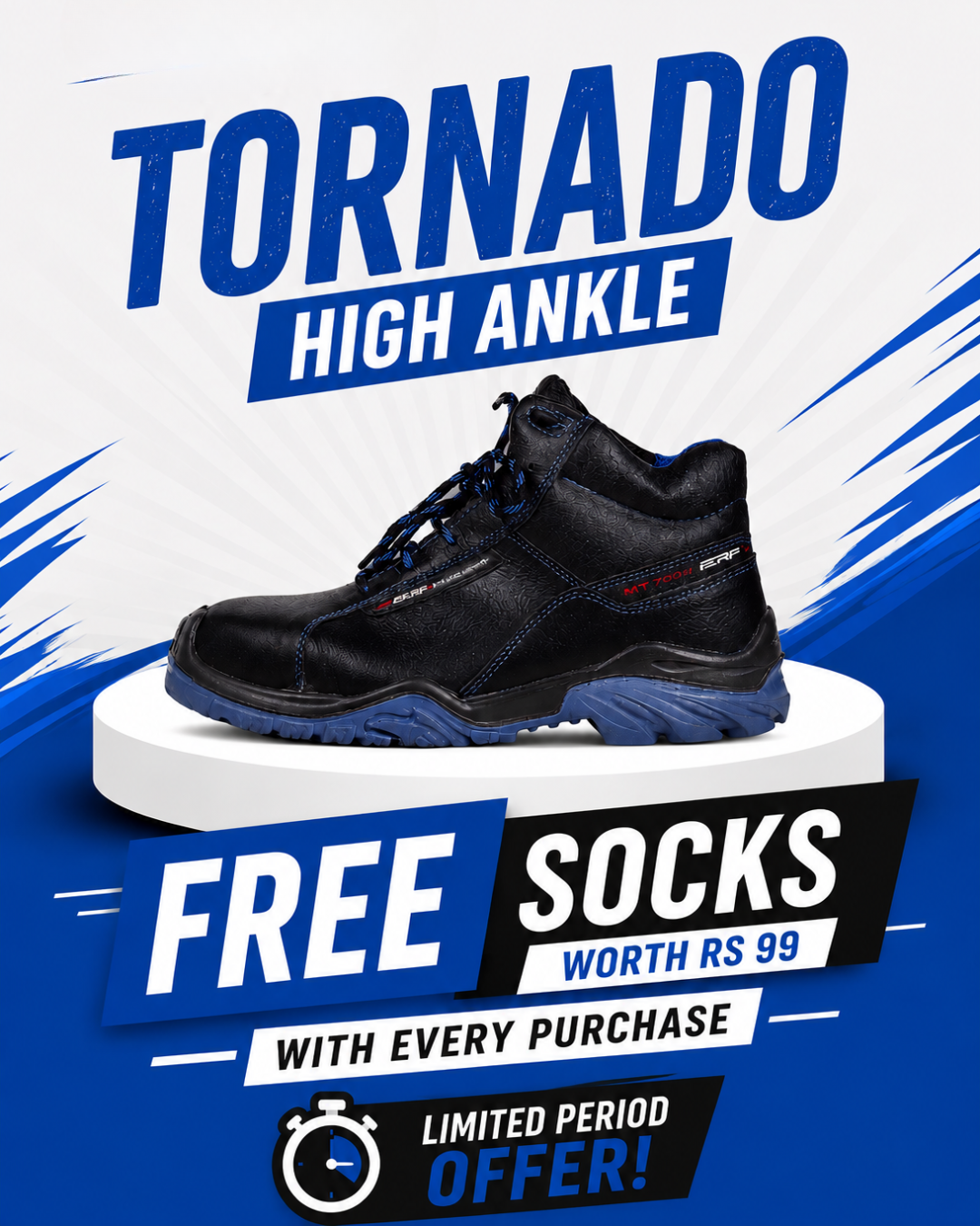 PERF Tornado High Ankle Safety Shoes for Men | Fiber Glass Toe Cap | Anti-Puncture | Water Repellent Leather | Electrical Resistant | Industrial High Ankle Work Shoes